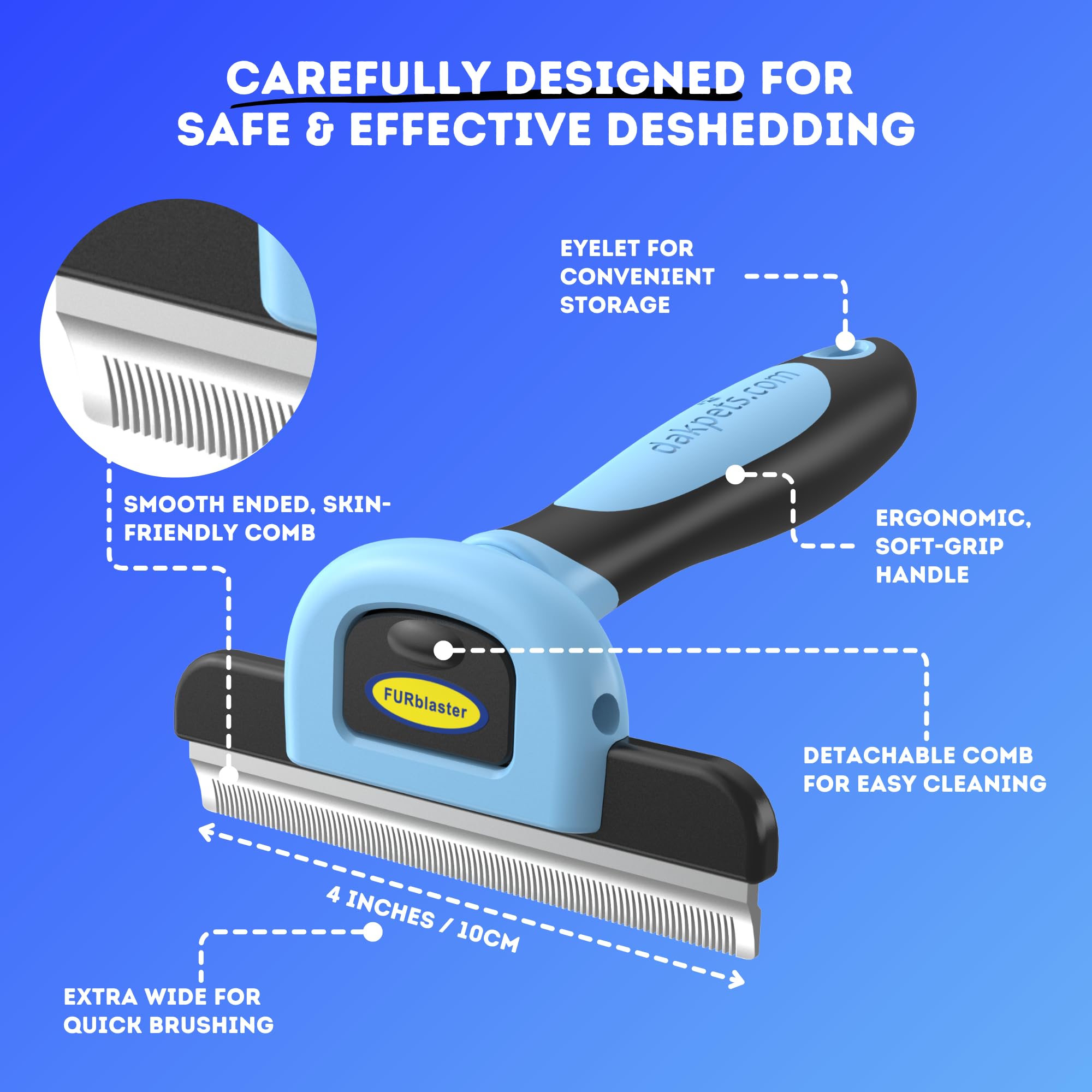 Dakpets Deshedding Tool | Stainless Steel Grooming Brush For Shedding Fur Removal - Cats And Dogs
