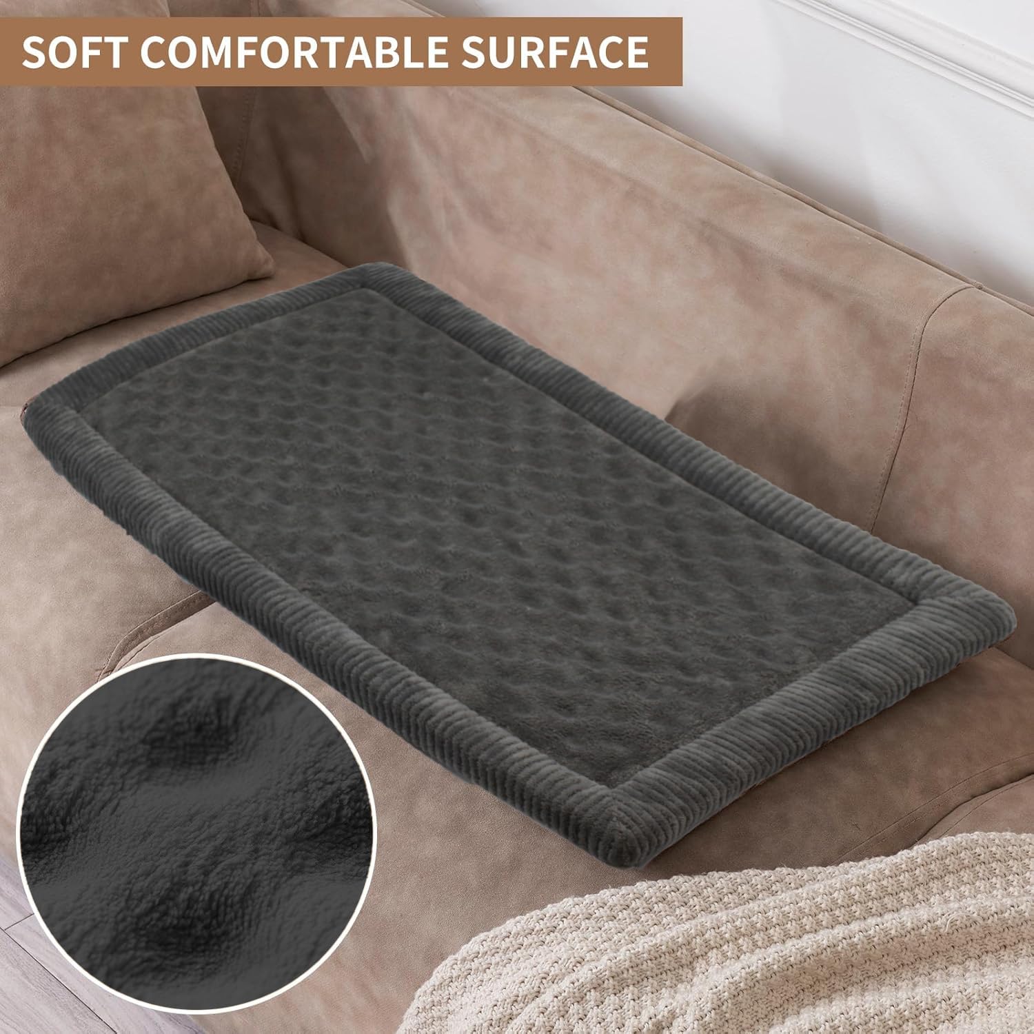 Minidear Dog Crate Pad, 19'X30'X1.1' Crate Bed Rectangle Shape Non-Skid Kennel Pad, Rubber Backing Memory Foam For Dog Bed Ma