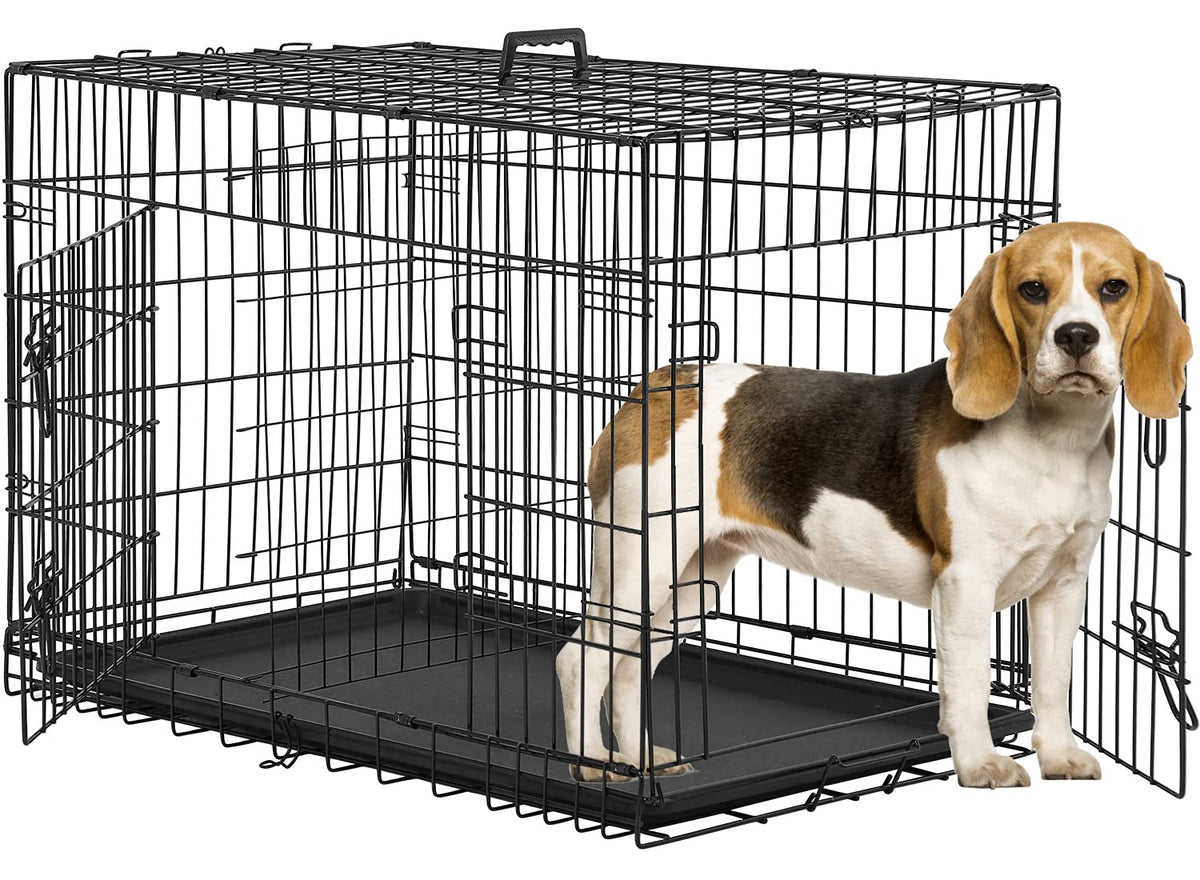 Bestpet 48 Inch 42 Inch Large Dog Crate Dog Cage Dog Kennel Metal Wire Double-Door Folding Pet Animal Pet Cage With Plastic Tray