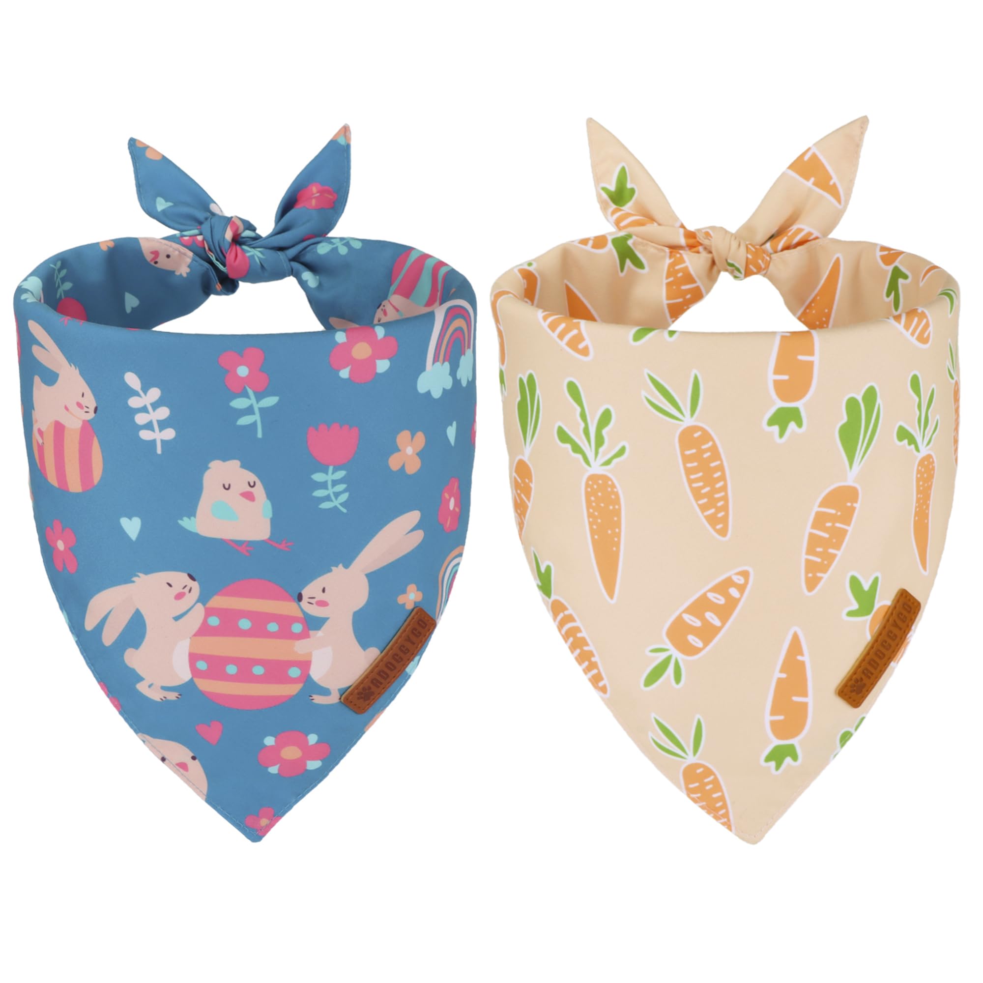 ADOGGYGO Easter Dog Bandanas, Rabbit Carrot Puppy Scarf, Multi Size Offered, Orange Blue Easter Bandana for Small Dogs Pets (Sma
