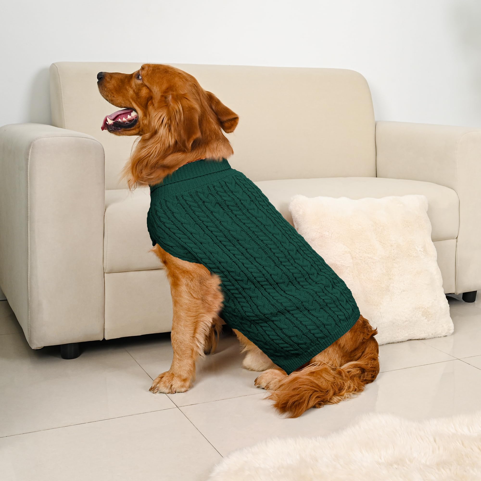 Lorehelina 2 Pack Dog Sweaters for Large Dogs Winter Turtleneck Pullover Cable Knit Fleece Stretch Pitbull Labrador Golden Retri