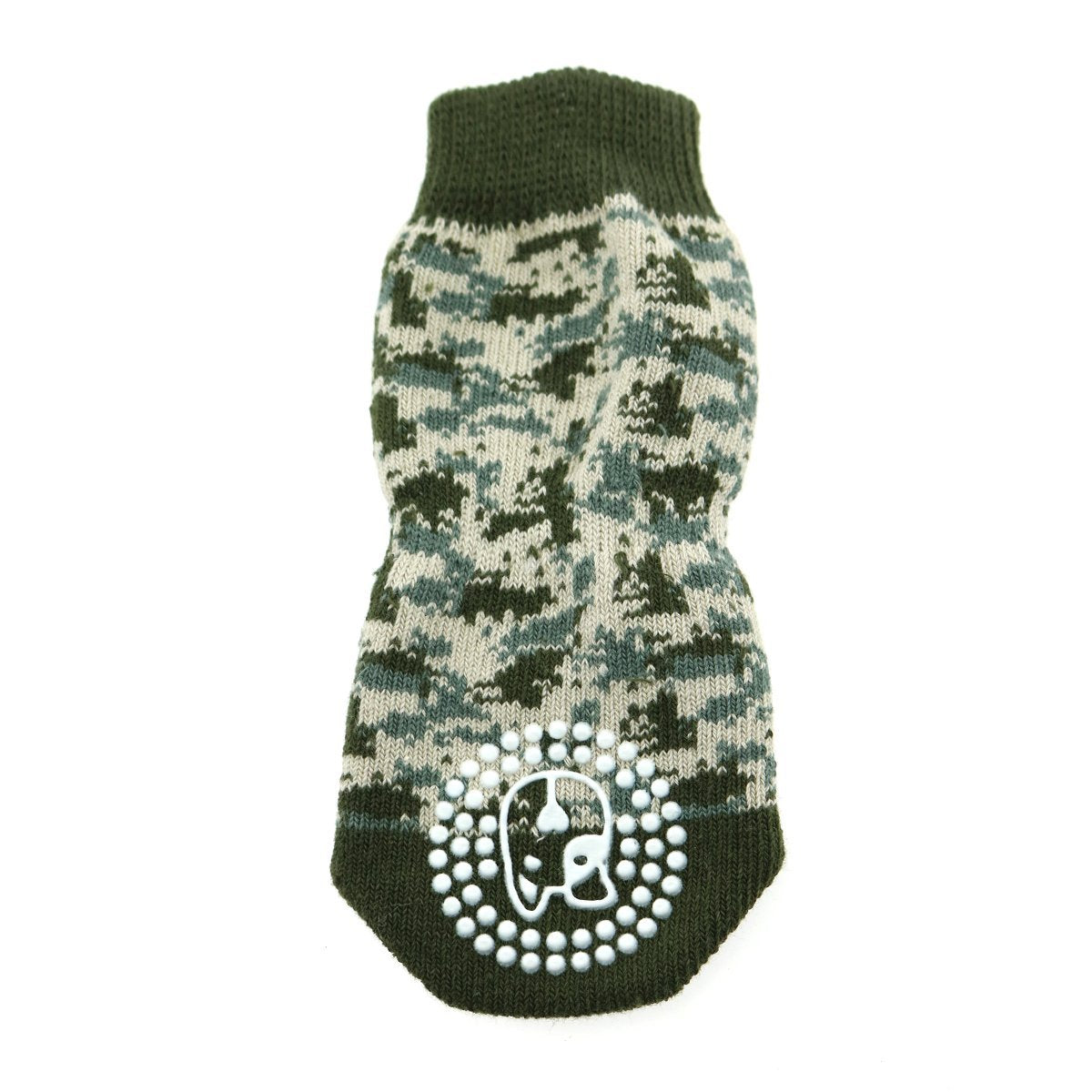 Doggie Design Non-Skid Dog Socks (Green Camo, L)