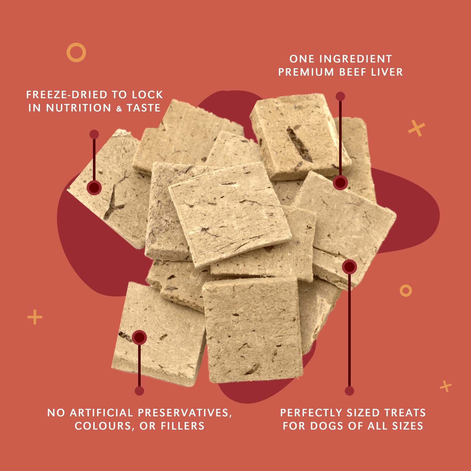 BENNY BULLYS Chops Beef Liver Dog Treats, Freeze-Dried, Low Fat, High Energy & Nutrient Rich Food for Your Furry Friend, All Nat
