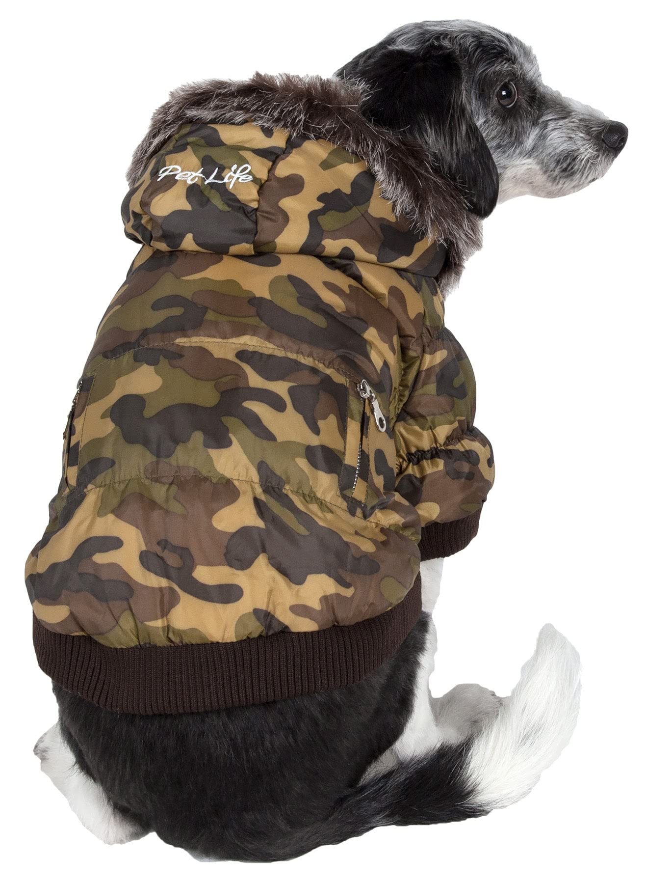 Pet Life DPF00013 Metallic Ski Parka Dog Coats with Removable Hood, Small, Camouflage