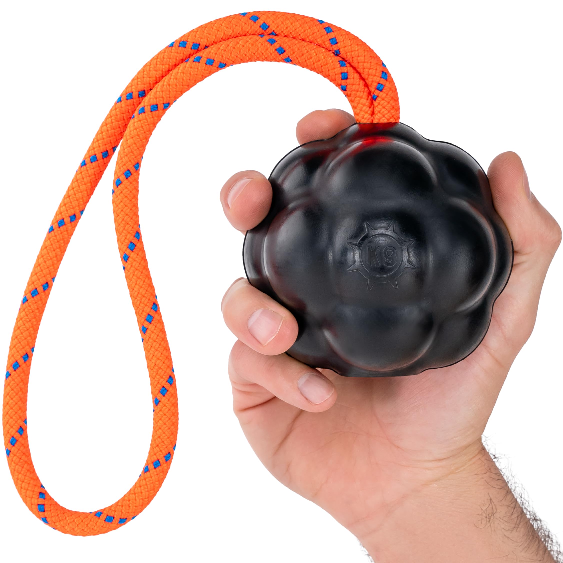Monster K9 Xl Dog Ball - Lifetime Replacement - Medium & Large Breeds - Aggressive Chewers - Chew, Tug, & Fetch Dog Toy - Made I