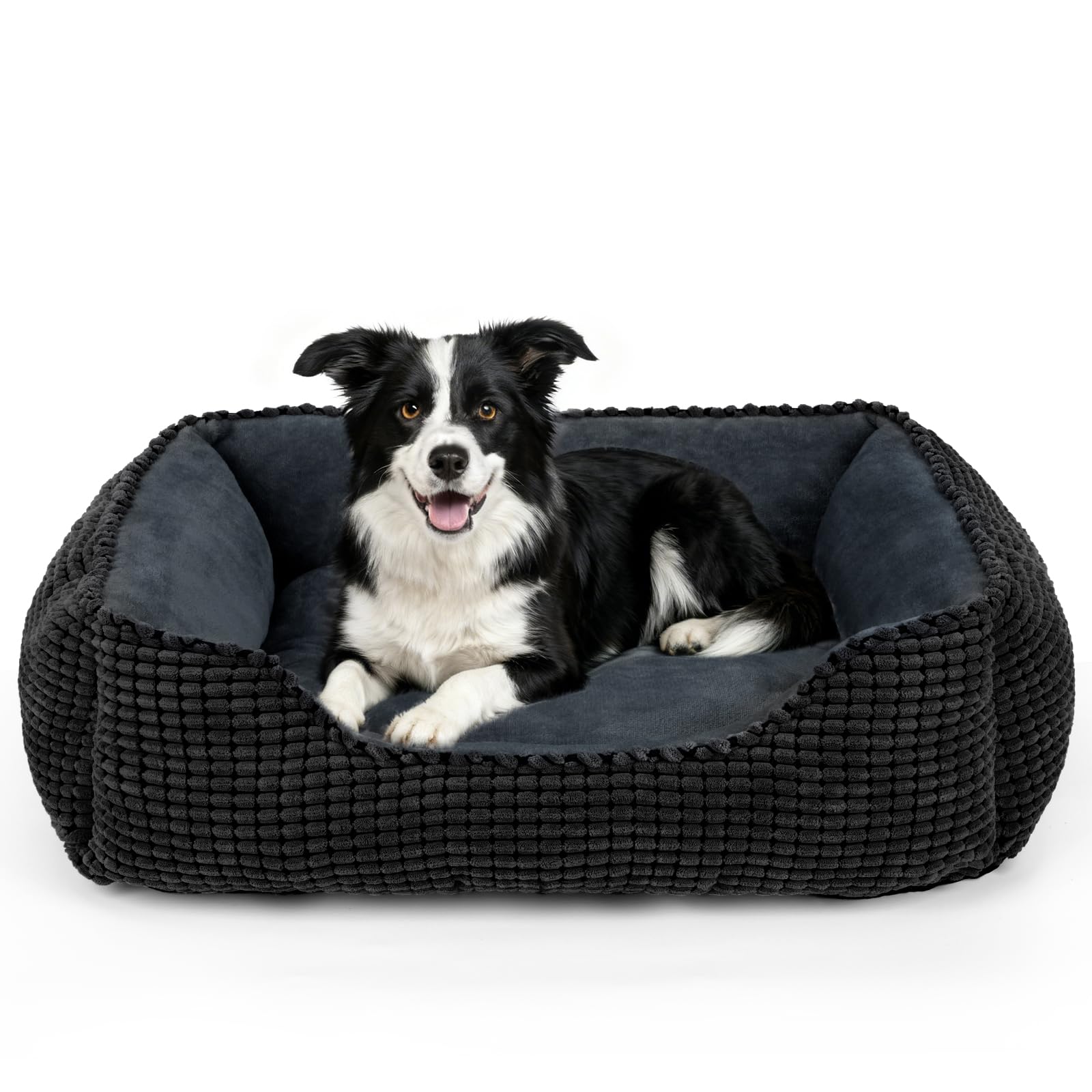 MIXJOY Large Dog Bed for Large Medium Small Dogs, Rectangle Washable Orthopedic Dog Bed, Soft Calming Sleeping Puppy Bed Durable
