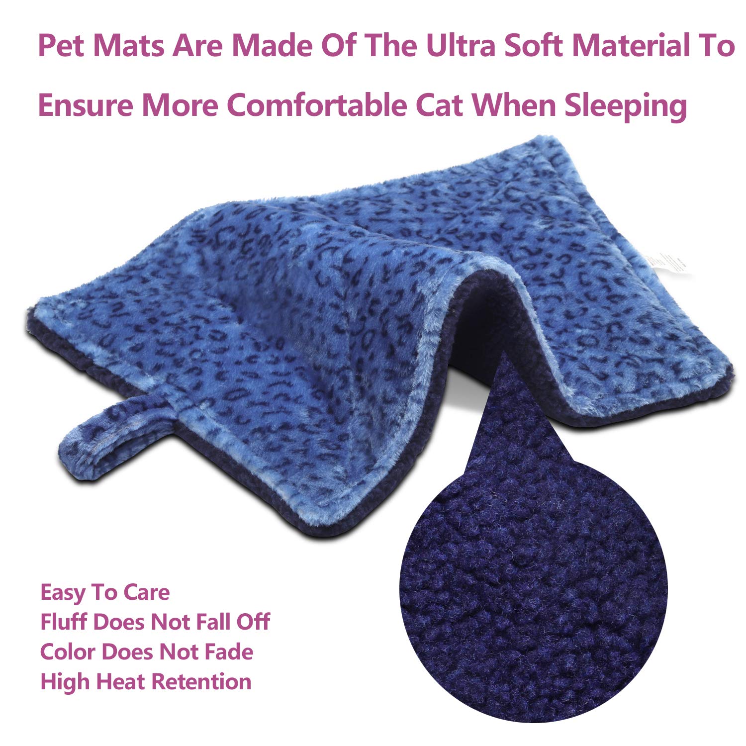 Marunda Pet Bed Mat, M- 27'' * 20'', Self Warming, Super Soft, For Small Dogs And Cats, Blue