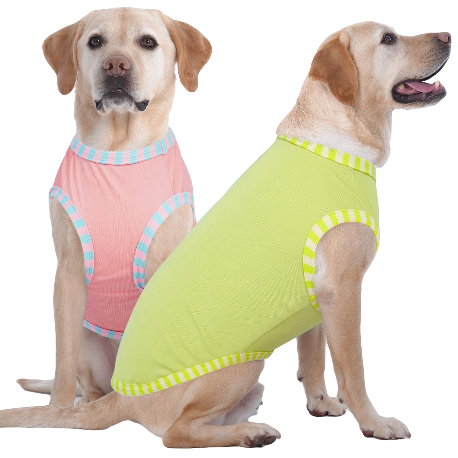 Iecoii 2 Pack Dog Tee Shirts For Large Dogs,Breathable & Lightweight T-Shirts For Hot Weather,Soft Stretchy For Active Dogs - No