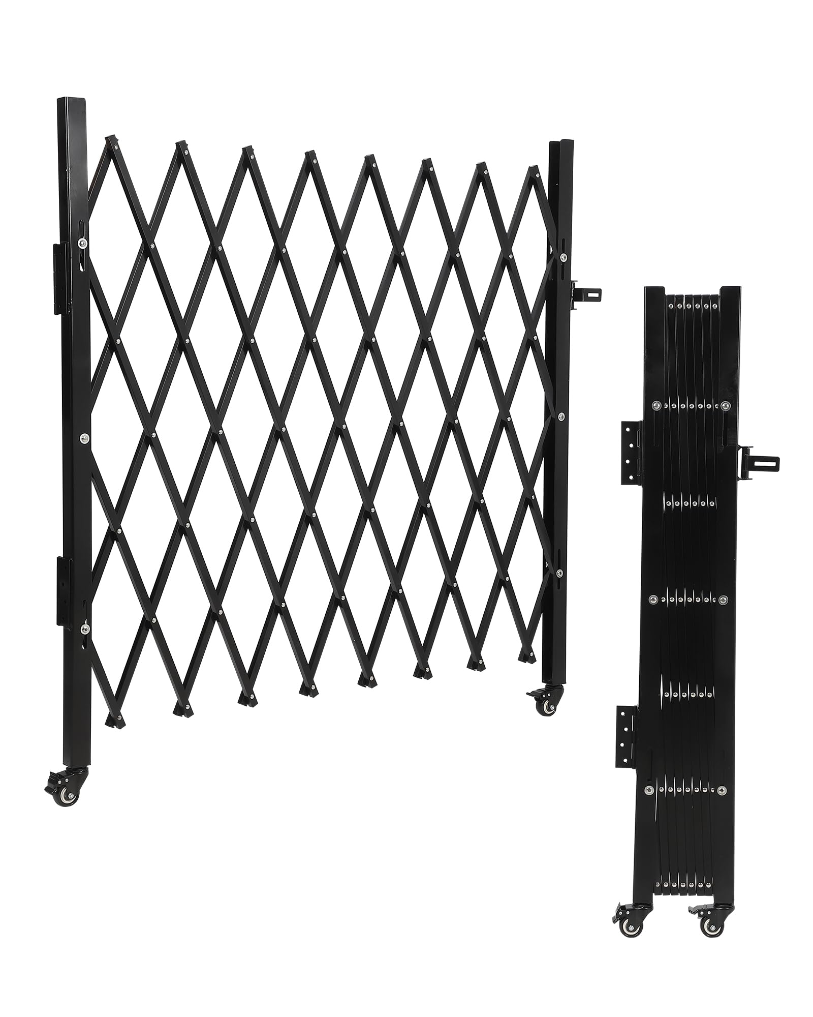 Single Foldable Security Gate 50 H x 75 W Aluminum Expandable Fence Portable Safety Barrier with Casters Retractable Driveway Ga