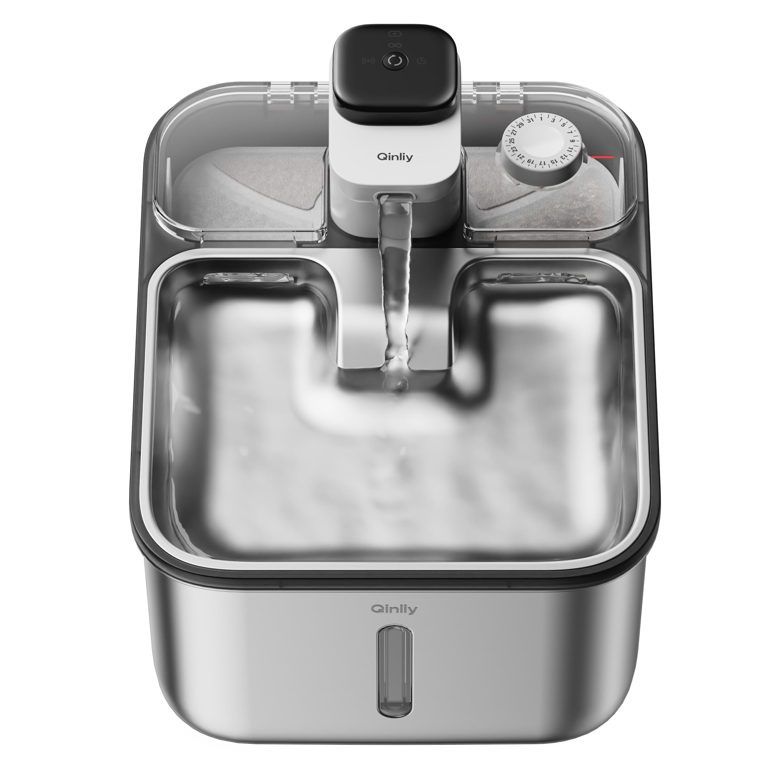 Stainless Steel Cat Water Fountain Wireless for Cats Indoor, 3.6L/123oz Automatic Metal Dog Water Dispenser,Cordless Battery Ope