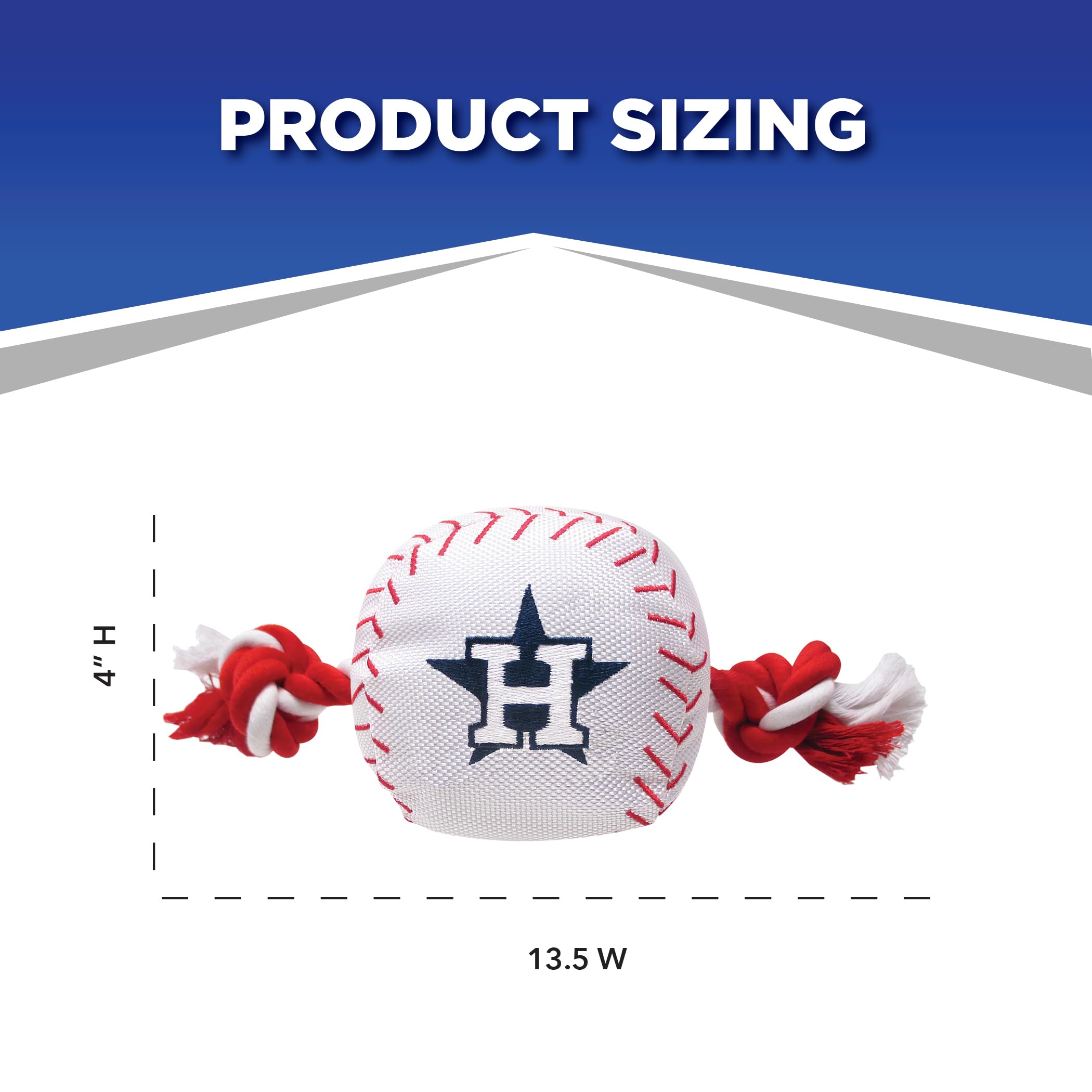 Mlb Houston Astros Baseball Rope Toy For Dogs & Cats. Tough Nylon, Sporty Baseball Design, Heavy-Duty Ropes With Inner Squeaker