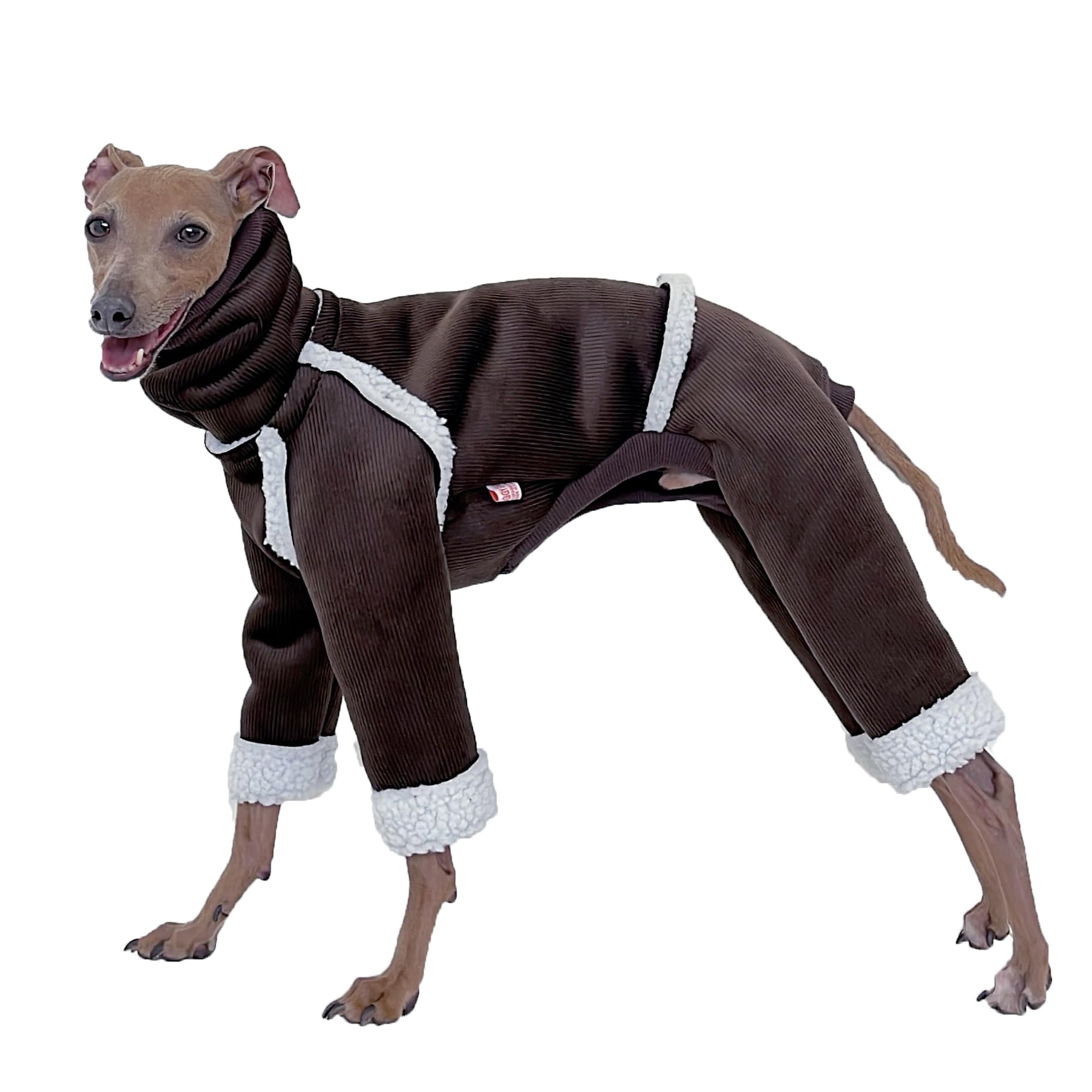 D Doggy Star Italian Greyhound Cold Weather Coat Warm Fleece Corduroy Sweater Turtleneck Onesie Clothes Whippet For Dog (2Xl,Cor