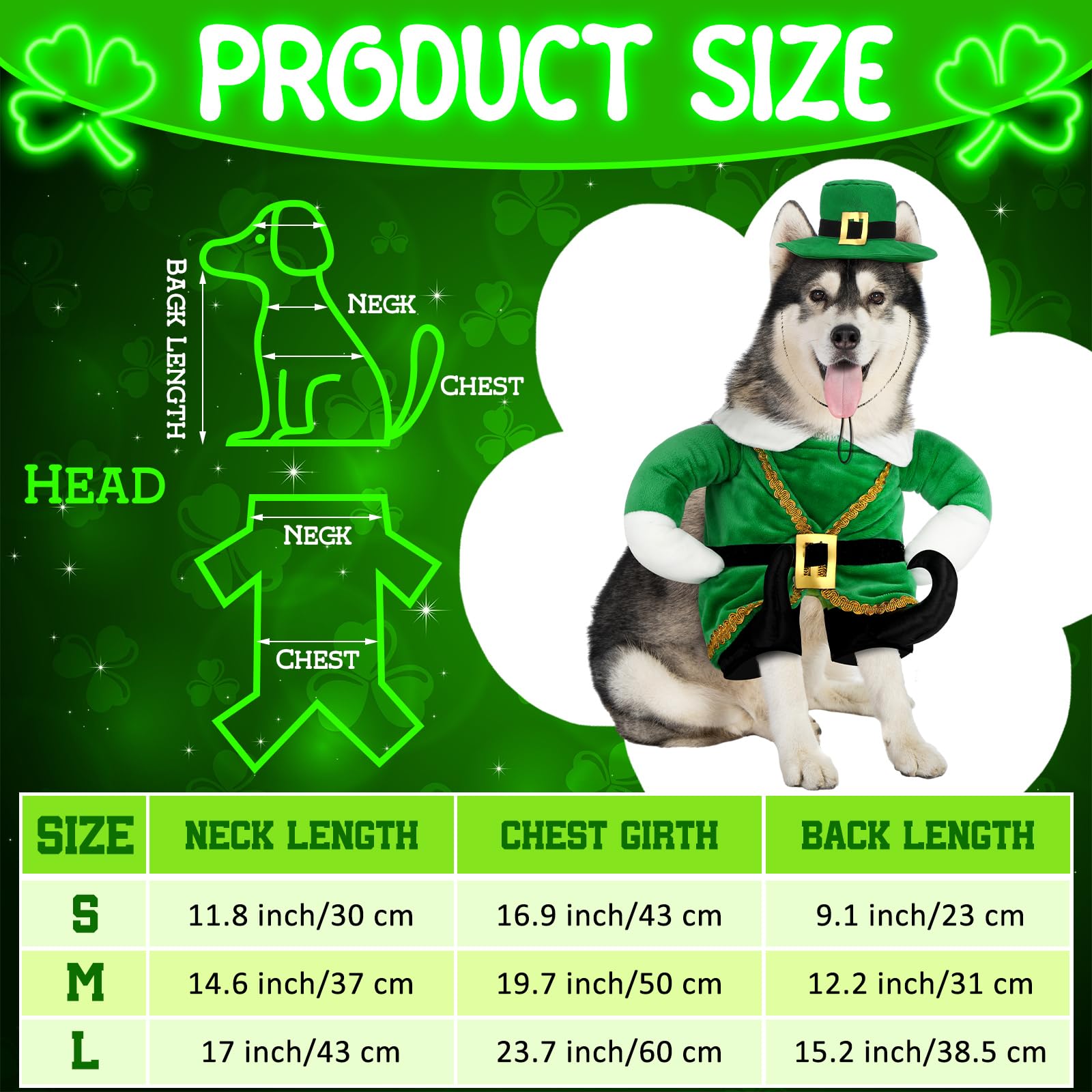Hollowfly St. Patrick'S Day Dog Costume Walking Leprechaun Dog Costume Irish Funny Pet Outfit With Arms Irish Holiday Day Outfit