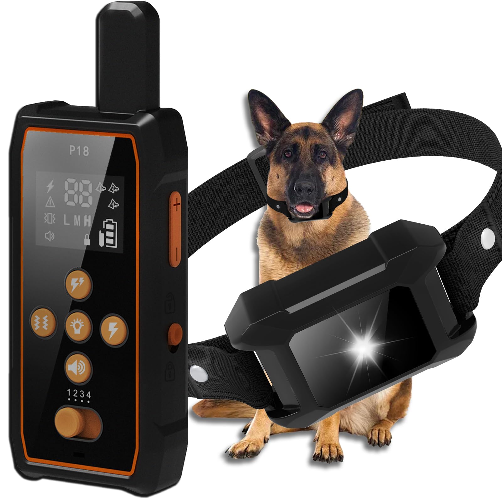 Dog Training Collar 3600FT with Night Light, Dog Shock Collar with Remote Control, E Collar with Adjustable Pitch Beep,Vibration