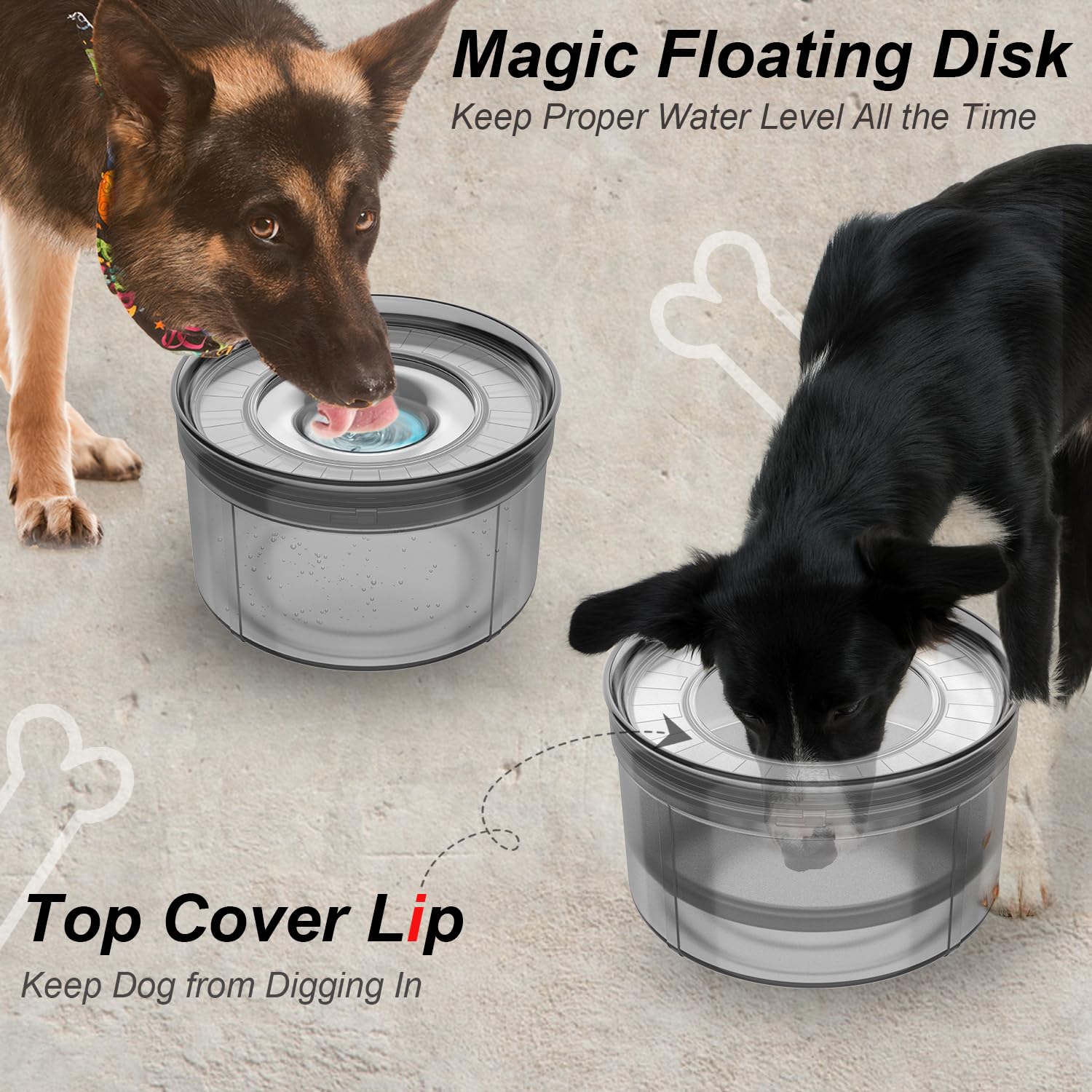1Gallon Dog Water Bowl No Spill, 3.8L/128Oz Large Capacity, Spill Proof Dog Bowl Bpa-Free, No Splash Water Bowl With Non-Slip Base, Slobber Stopper Water Bowl For Messy Drinkers [Anti Digging Lip]