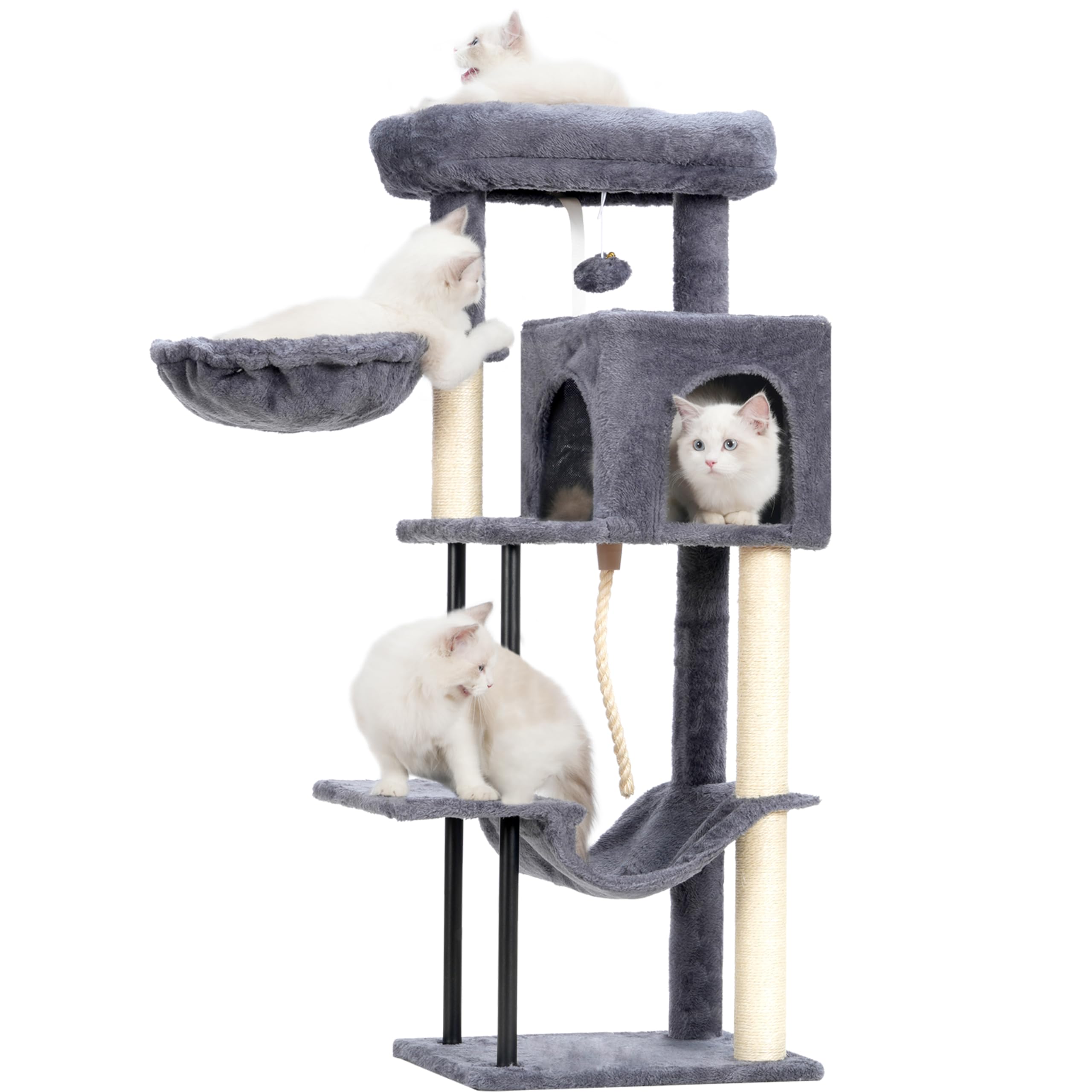Gitelsnour Cat Tree, Cat Tower For Indoor Cats, 43.3 Inch Cat Tree Tower With Sturdy Steel Tube, Hammock, Cat Condo For Small Ca