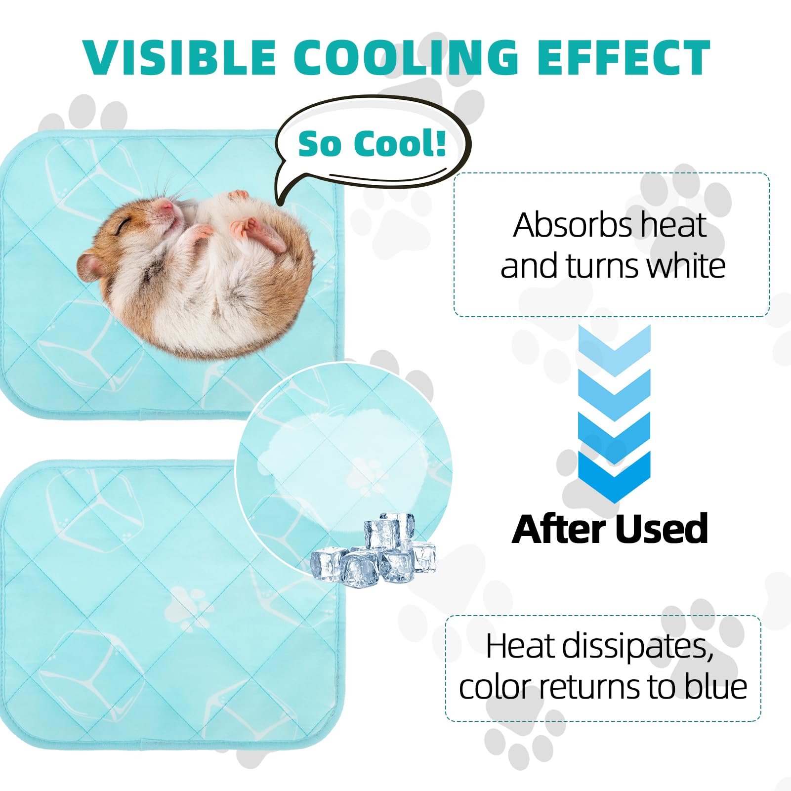 Homimp Summer Cooling Mat for Small Animals, 8PCS Guinea Pig Cage Liner Hamster Pee Pad, Washable Rabbit Cool Pad, Breathable Be