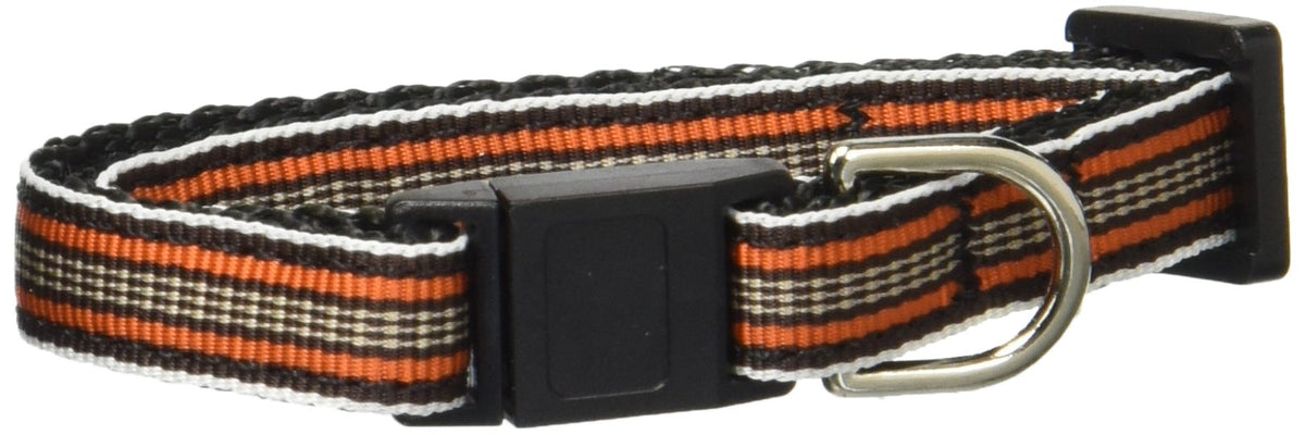 Mirage Pet Products Preppy Stripes Nylon Ribbon Cat Safety Collars, Orange/Khaki