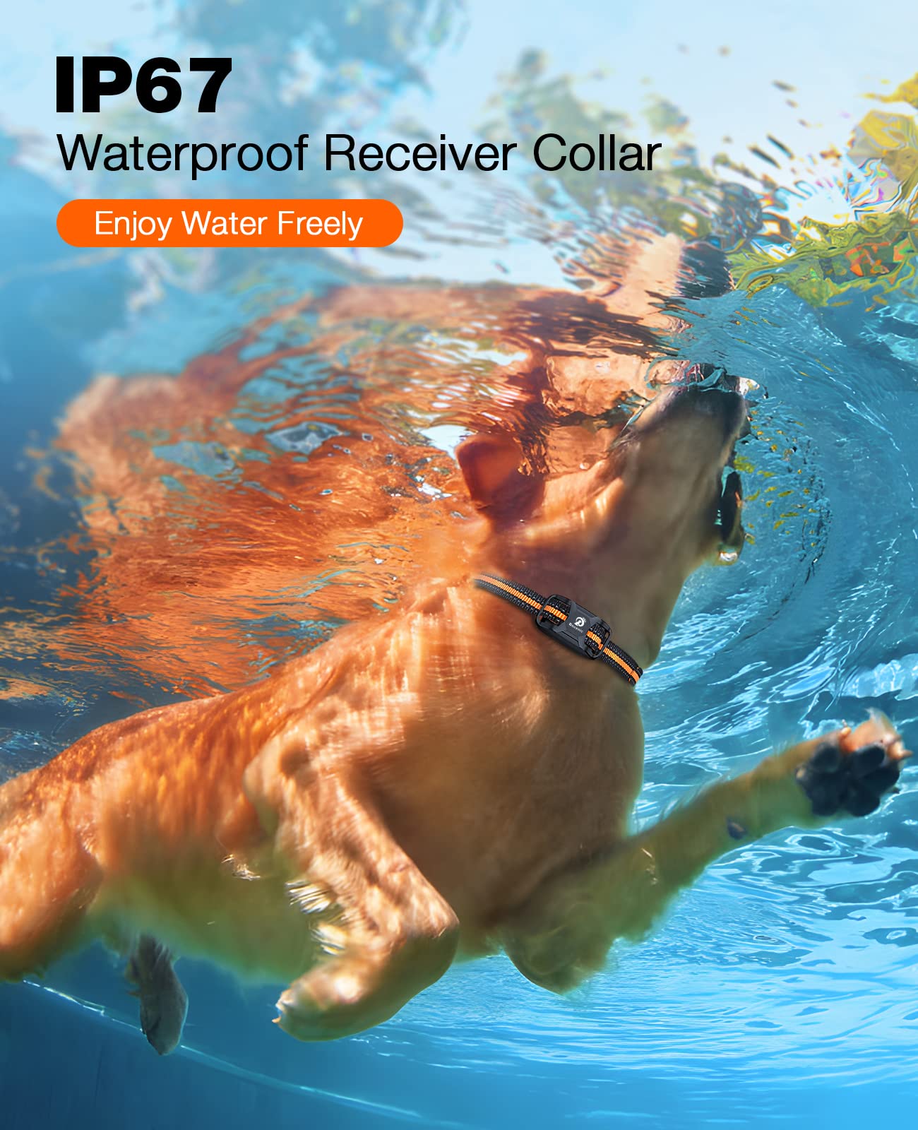 Bousnic Dog Shock Collar - 3300Ft Dog Training Collar With Remote For 5-120Lbs Small Medium Large Dogs Rechargeable Waterproof E Collar With Beep (1-8), Vibration(1-16), Safe Shock(1-99) (Orange)