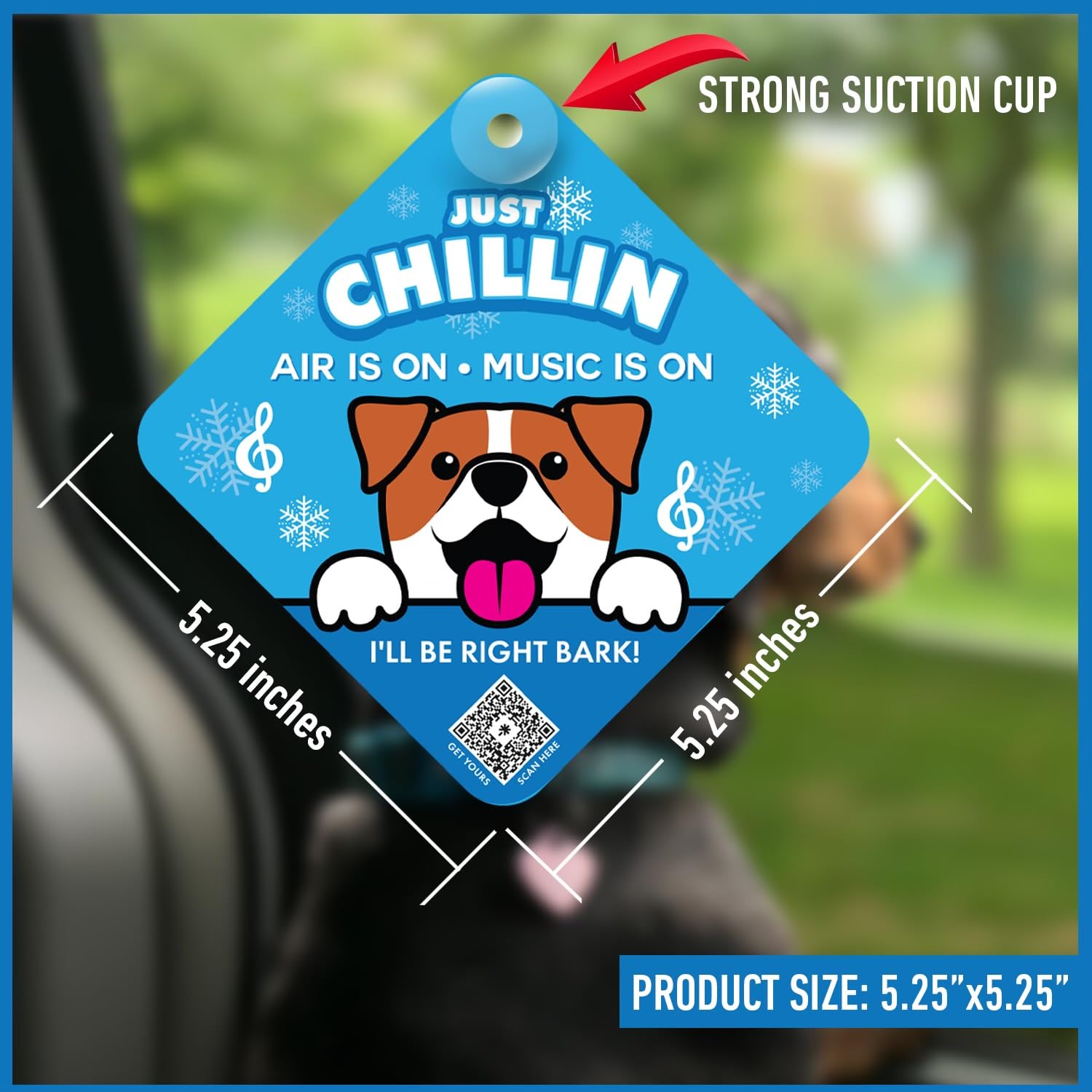 Stay Safe With 'Just Chillin' Car Sign - Visible Pet Safety Alert For Responsible Dog Owners - A Must Have Auto Accessory For Do