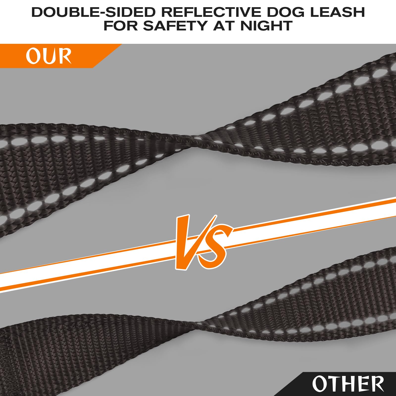 Joytale Dog Leash Heavy Duty For Large Dogs That Pull, Double Handle For Traffic Control, Double-Sided Reflective Leashes For La