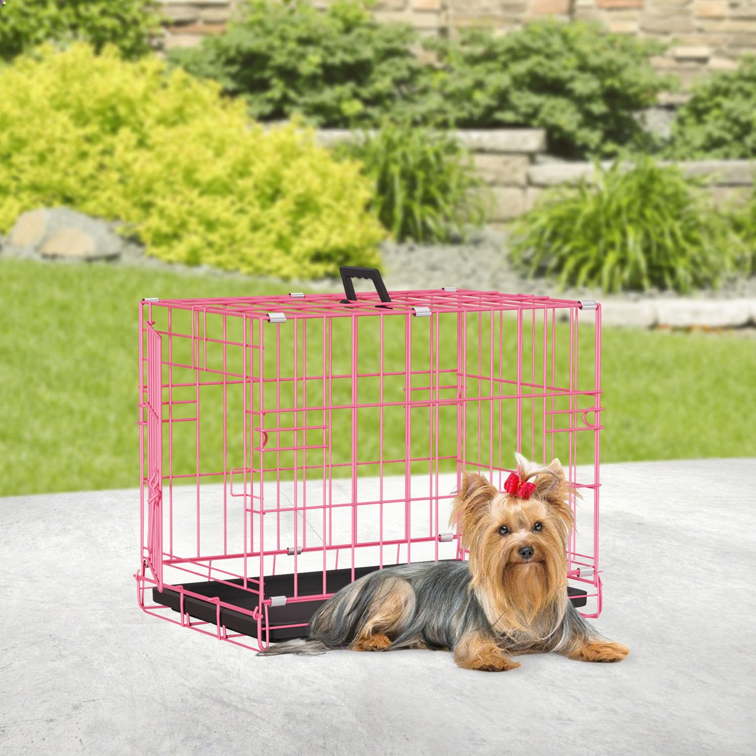 BestPet | Dog Crate | 18 | Pink | Foldable Metal Kennel with Single Doors, Secure Slide-Bolt Latches, Leakproof Tray | Portable