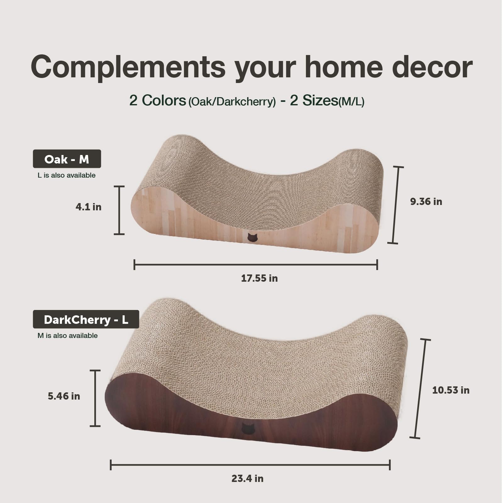 Necoichi Cardboard Cat Scratcher Bed For Indoor Cats - Cat Scratching Board, Horizontal Cat Scratch Pad Lounger With Reversible