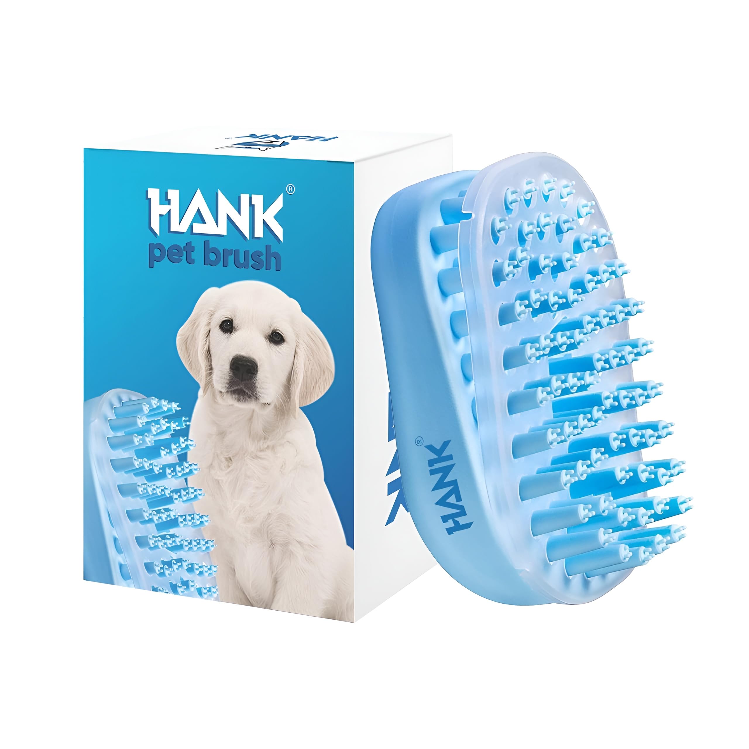 Hank Silicone Pet Bath Brush For Dogs & Cats  Soft Bristle Shampoo Grooming Comb  Deshedding Hair Remover  Gentle SkinSafe M