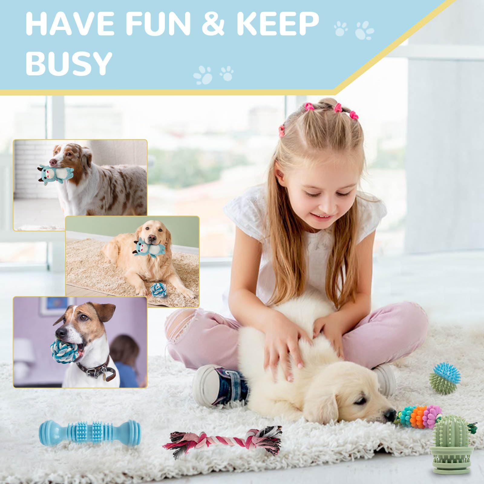 Sxkjjc Dog Chew Toys For Teething,Boredom,Toothbrush,18 Pack Puppy Toys With Rope Toys, Balls And Squeaky Toys For Small/Medium