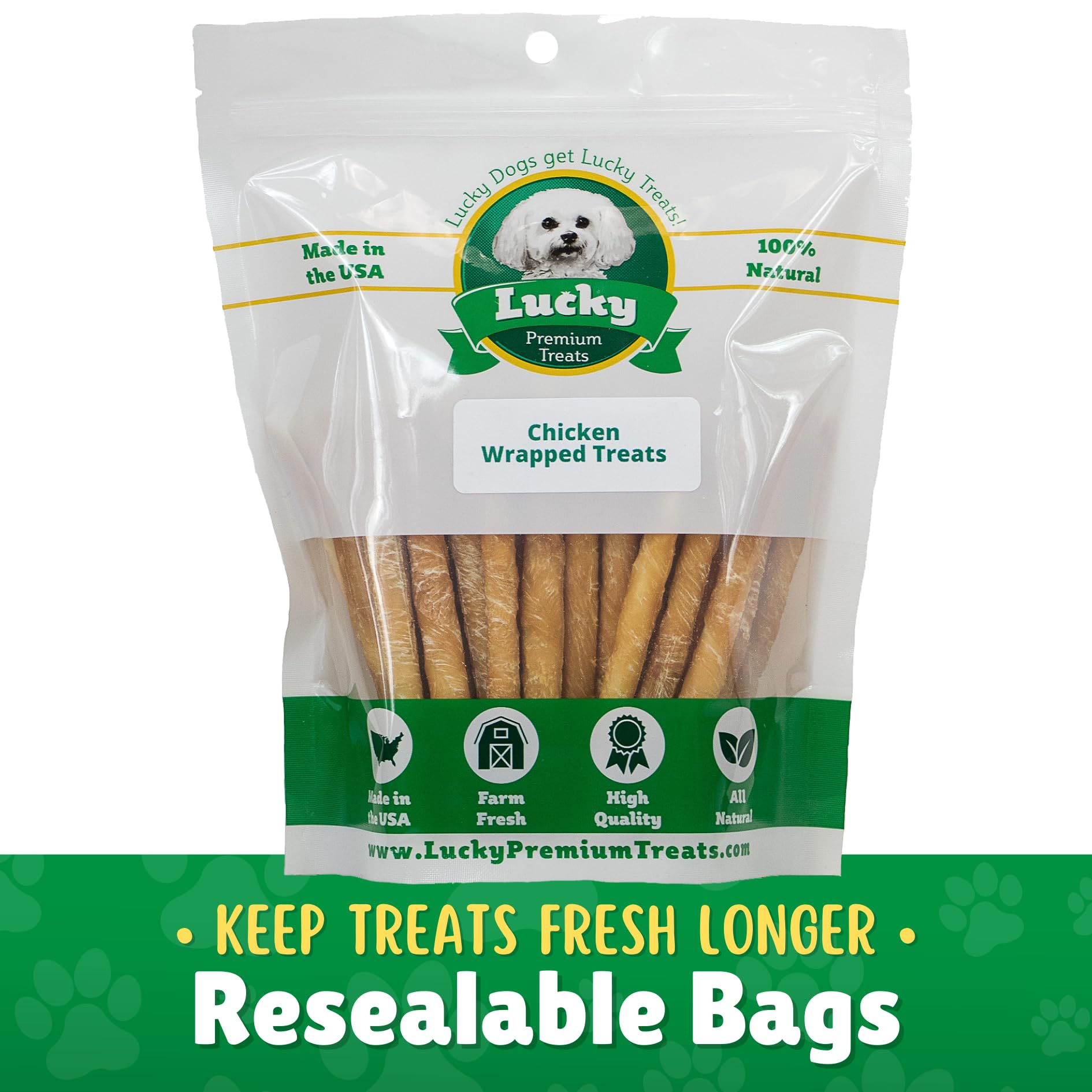 Chicken Wrapped Rawhide Dog Treats - 40ct. Rawhide Chew Sticks - Long Lasting Chews for Small Dogs Made in The USA with Natural