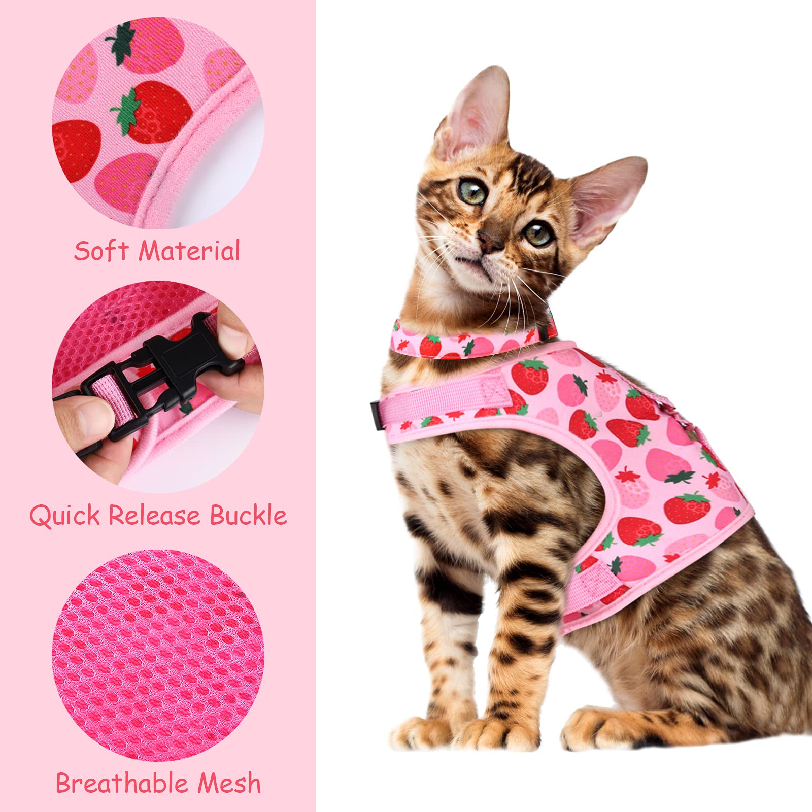 Uratot Cat Harness And Leash Set Cat Vest Harness Pet Leash And Collar Set Pet Harness For Kitties Puppies Small Pets Outdoor Walking, X-Small