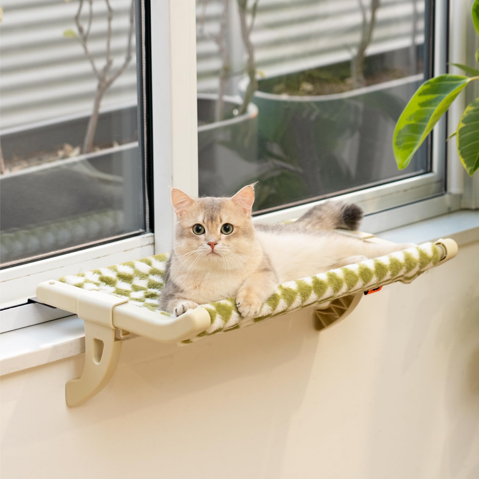 Mewoofun Window Sill Perch For Indoor Cats, One-Step Sliding Clamping Slot Adjustment Window Hammock With Removable Covers, Cat 