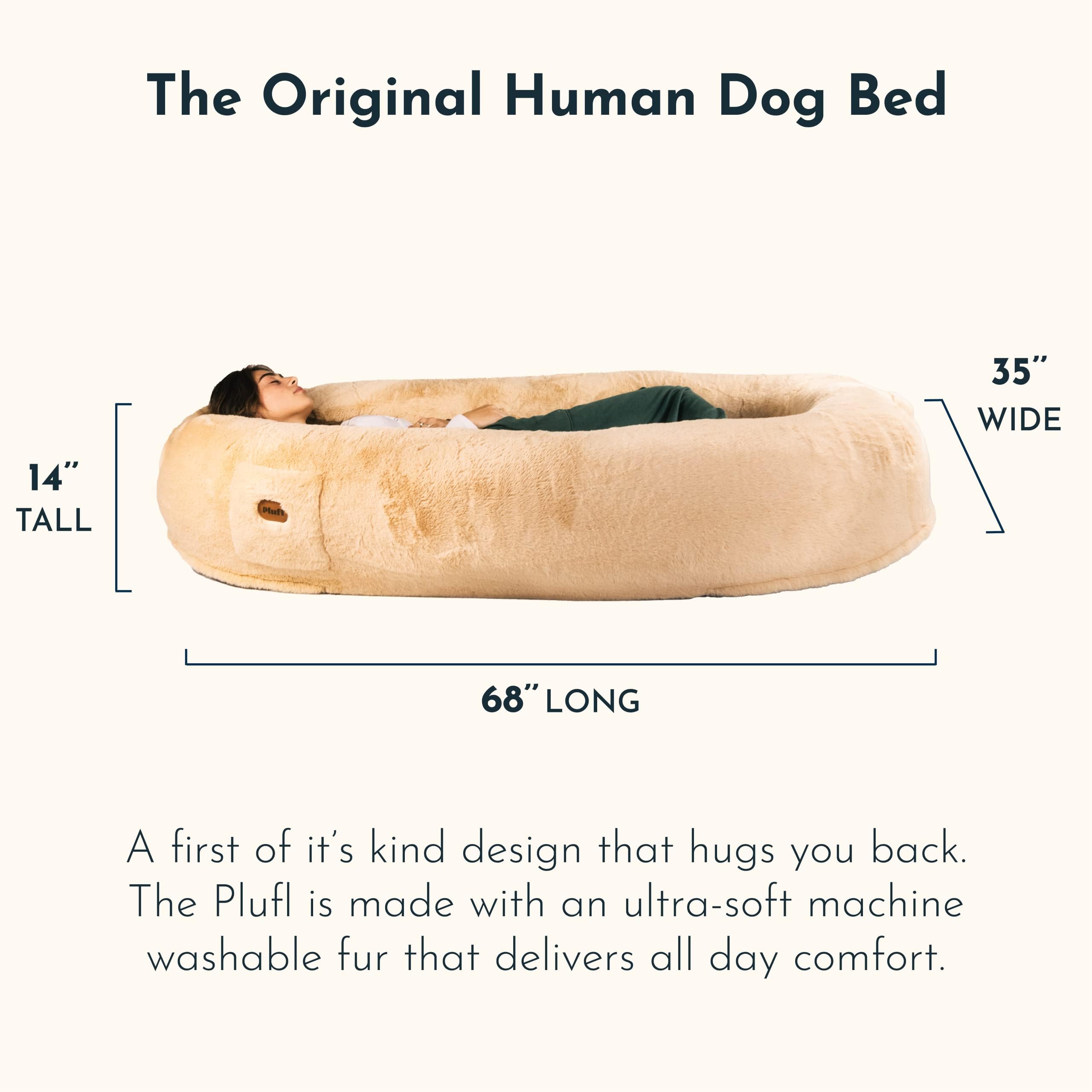 Plufl, The Original Human Dog Bed For Adults, Kids, And Pets. As Seen On Shark Tank. Comfy Plush Large Bean Bag With Memory Foam