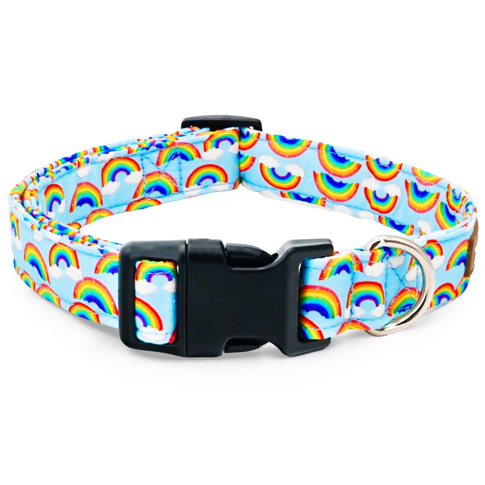 Tunkoo Pride Dog Collar Rainbow Cloud, Cute Adjustable Striped Collar With Strong Plastic Buckle - For Small Medium Large Pets, 