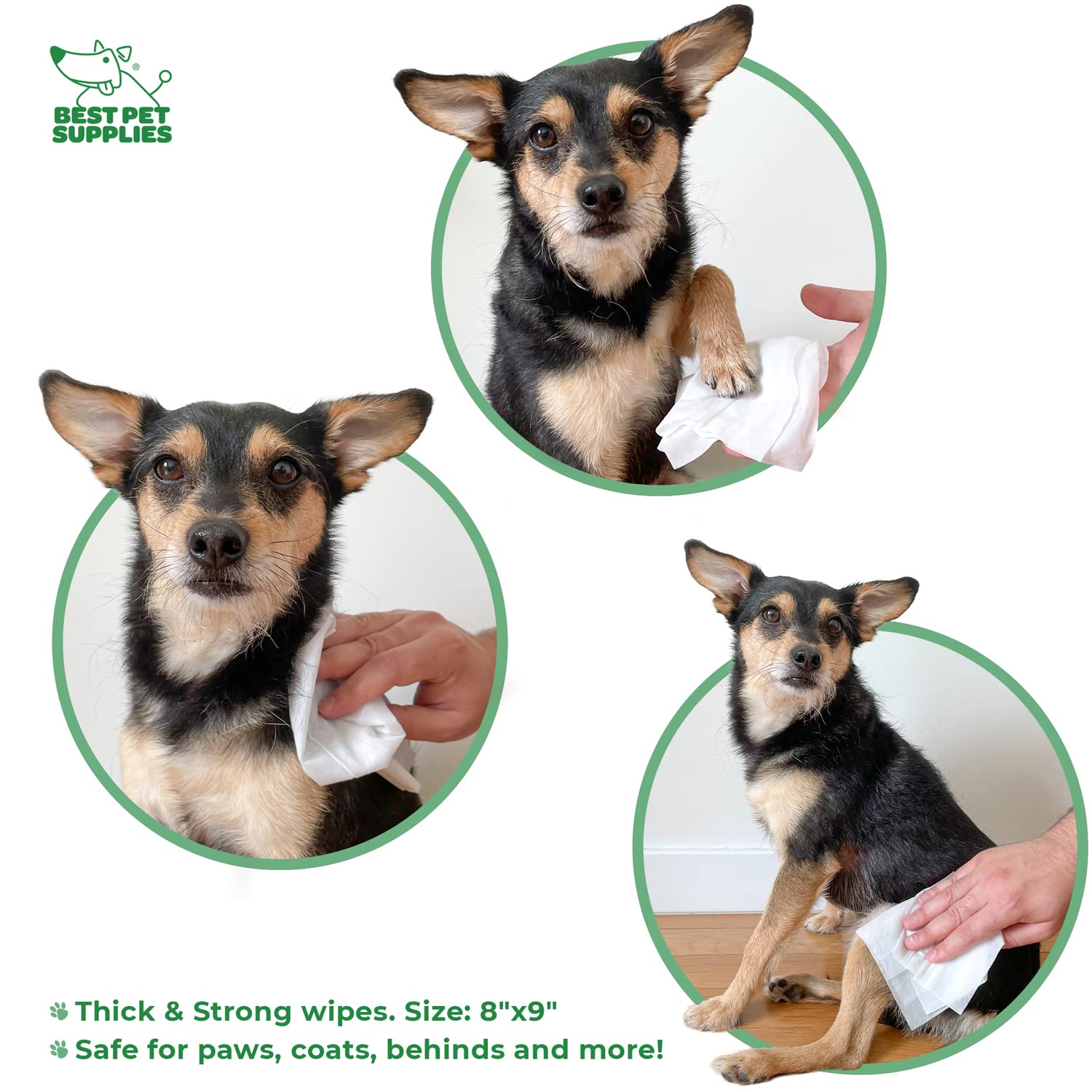 Best Pet Supplies 8'' X 9'' Pet Grooming Wipes For Dogs & Cats, 100 Pack, Plant-Based Deodorizer For Coats & Dry, Itchy, Or Sens