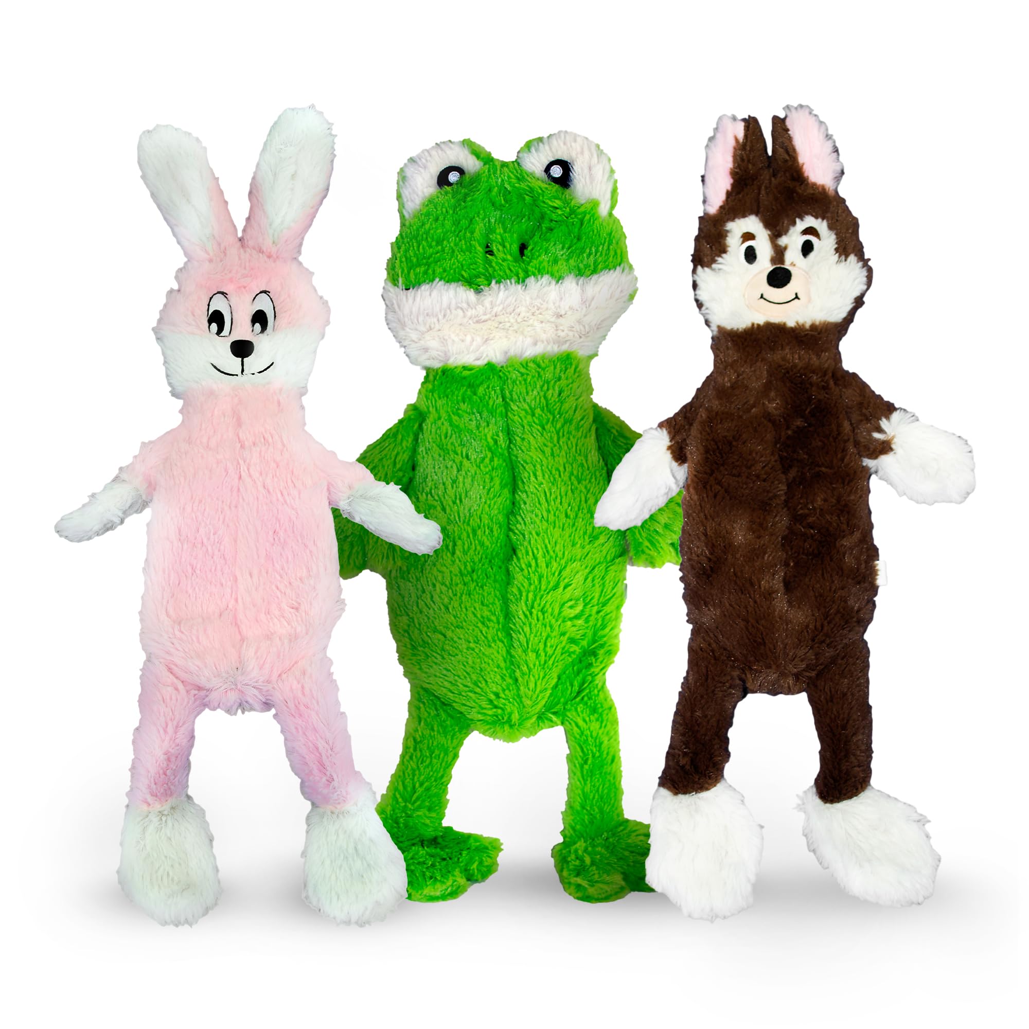 Fga Marketplace Frog Rabbit And Fox Flat No Stuffing No Squeak Plush Dog Toy, Funny Style Will Entertain Your Pet For Hours, Rec