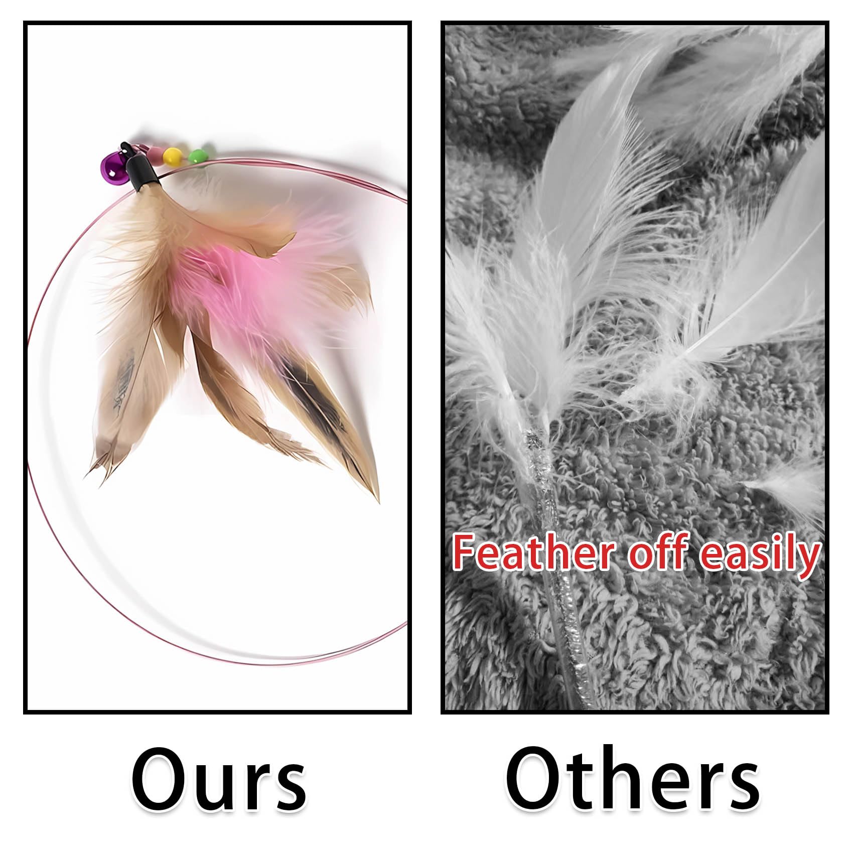 Qivorimith Cat Toys Interactive For Indoor Cats,2 Pcs Feather Toy For Teaser Play And Chase Exercise With Kitten