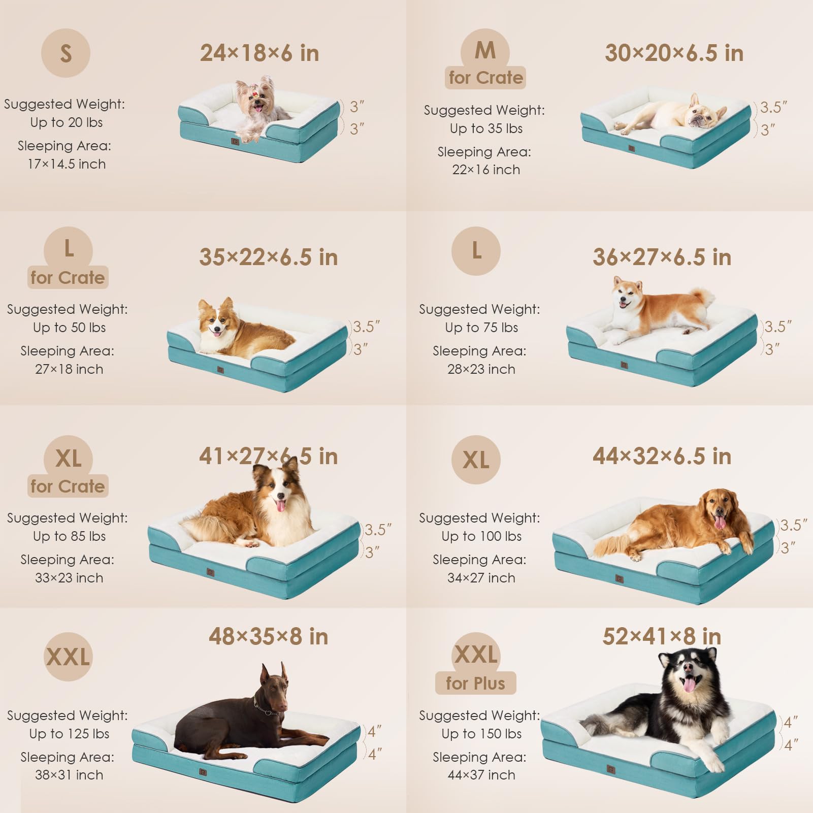 Eheyciga Orthopedic Dog Bed, Waterproof Memory Foam, Turquoise Blue, 30''L X 20''W X 6.5''Th