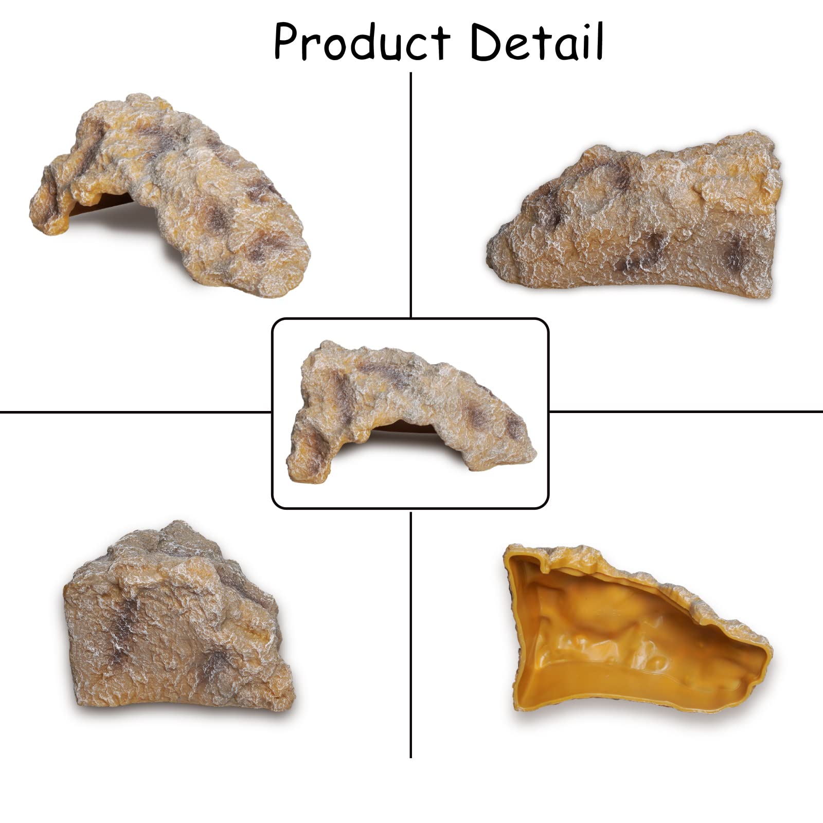 Reptile Hides Large Rock Reptile Cave Hideout Terrarium Habitat Decor Ornament Shelter For Snake Geckos Lizards Bearded Dragon Turtle Frogs Amphibians