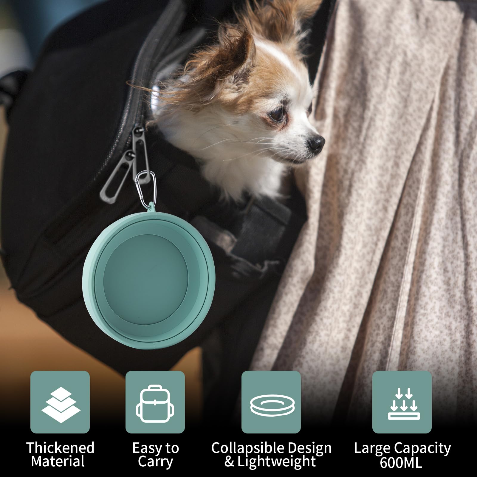 SLSON Spill Proof Dog Water Bowl for Cars,Collapsible No Splash Dog Travel Bowls Integrated Molding Portable Pet Bowl for Vehicl
