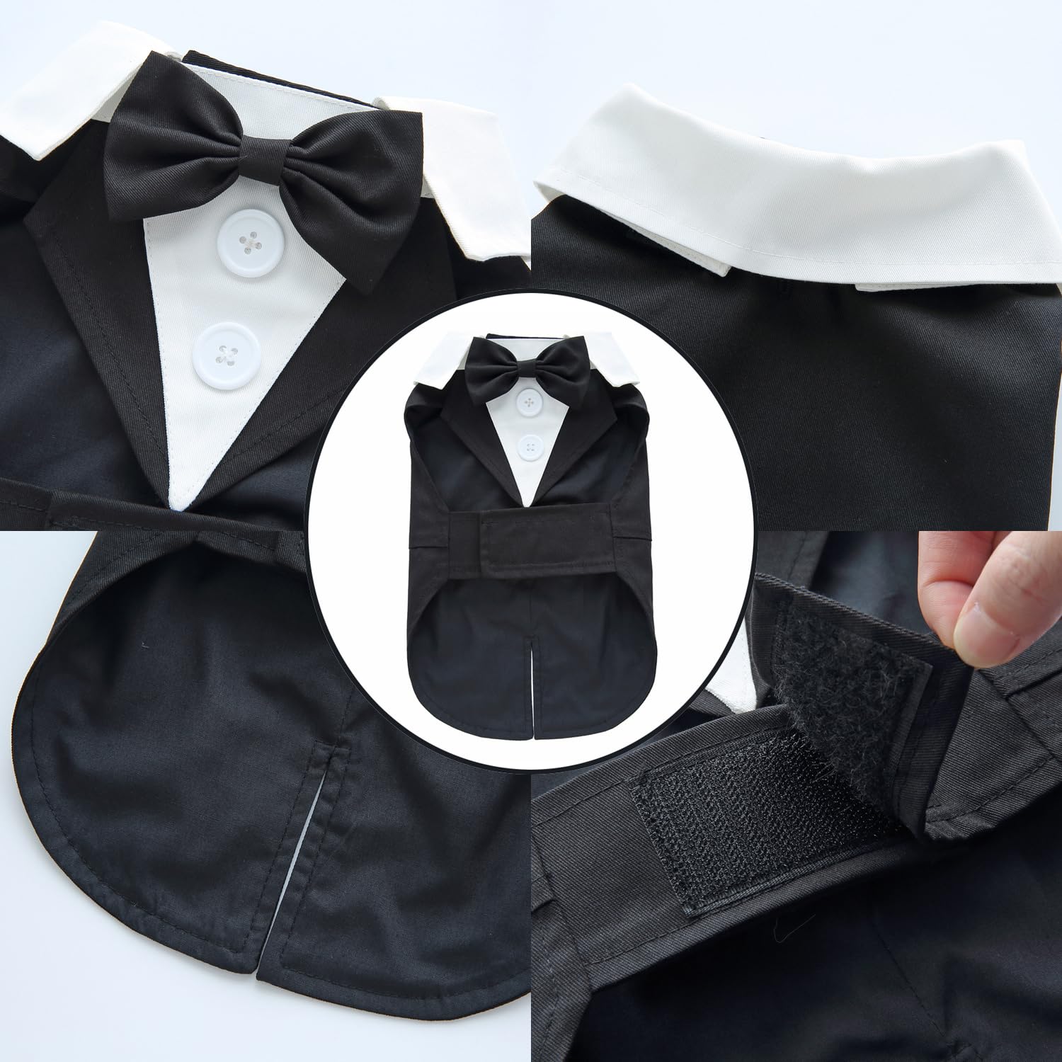 Doteyayp Puppy Tuxedo With Detachable Bowtie Prom Wedding Formal Wear Prince Costume For Small Dog (Small, Black)