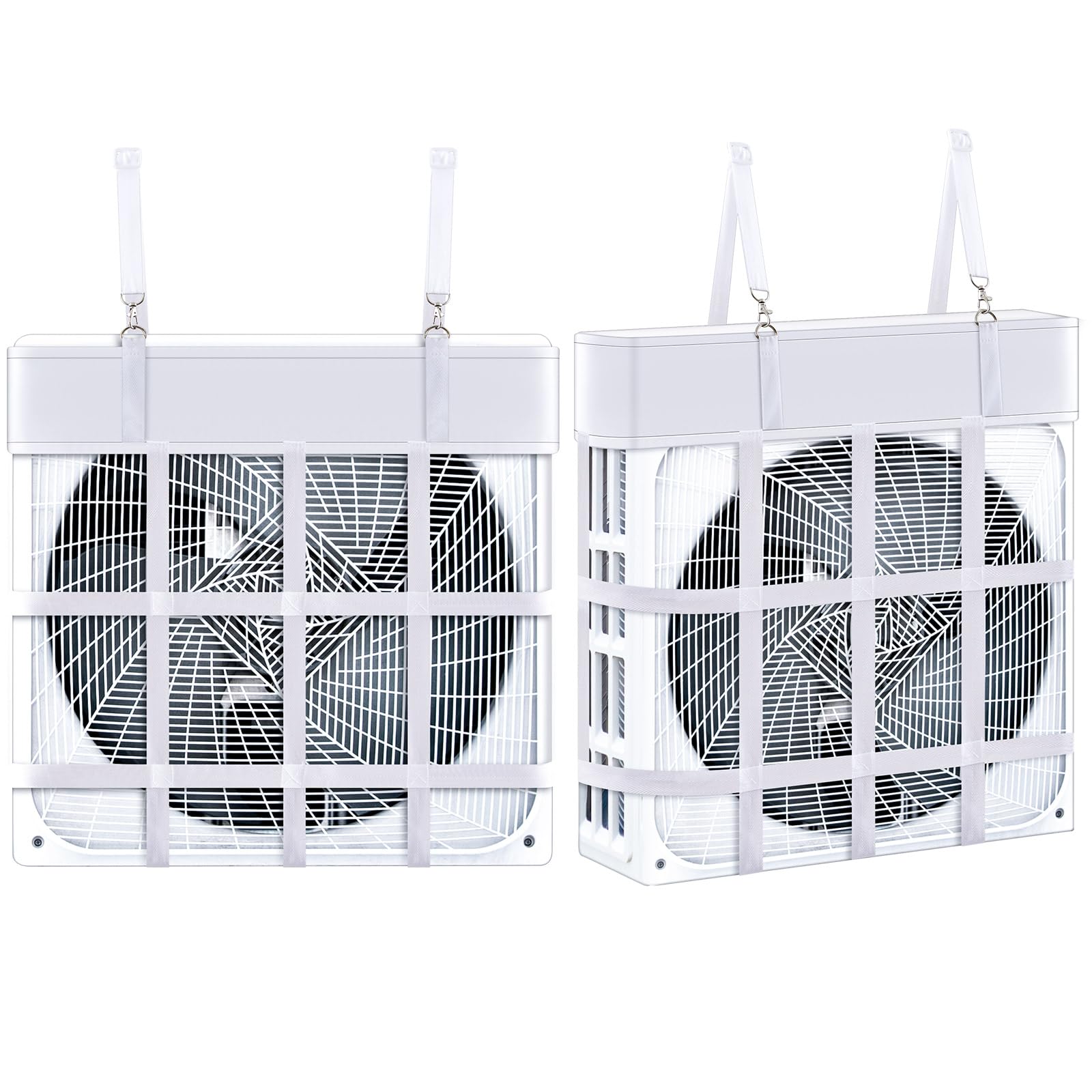 Tessco 2 Pcs Box Fan Holder Horse Stall Classic Fan Bag Hanging Web Holder Nylon Box Hay Bag(White)