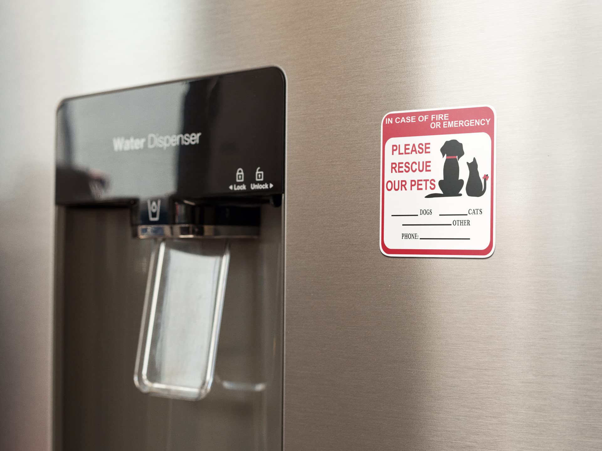 In Case Of Fire Or Emergency Please Rescue Our Pets 5 Inch Front Door Window Alarm Alert Animal Pet Dog Cat Kitten Bird Rabbit R