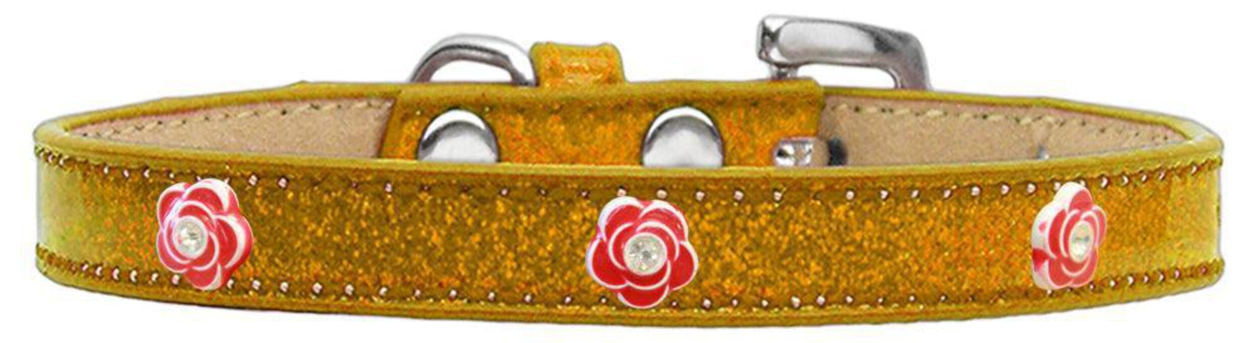 Dog, Puppy & Pet Widget Ice Cream Collar, Red Roses Gold 12