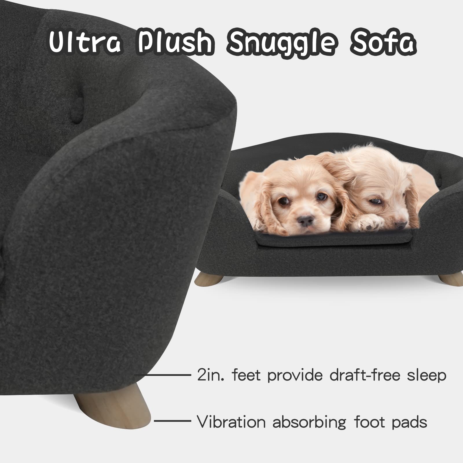 Shavi Pink Dog Bed Pet Sofa For Small Pets And Cats, Low Back Lounging With Velvet Soft Princess Bed, Easy-To-Clean (Pink)