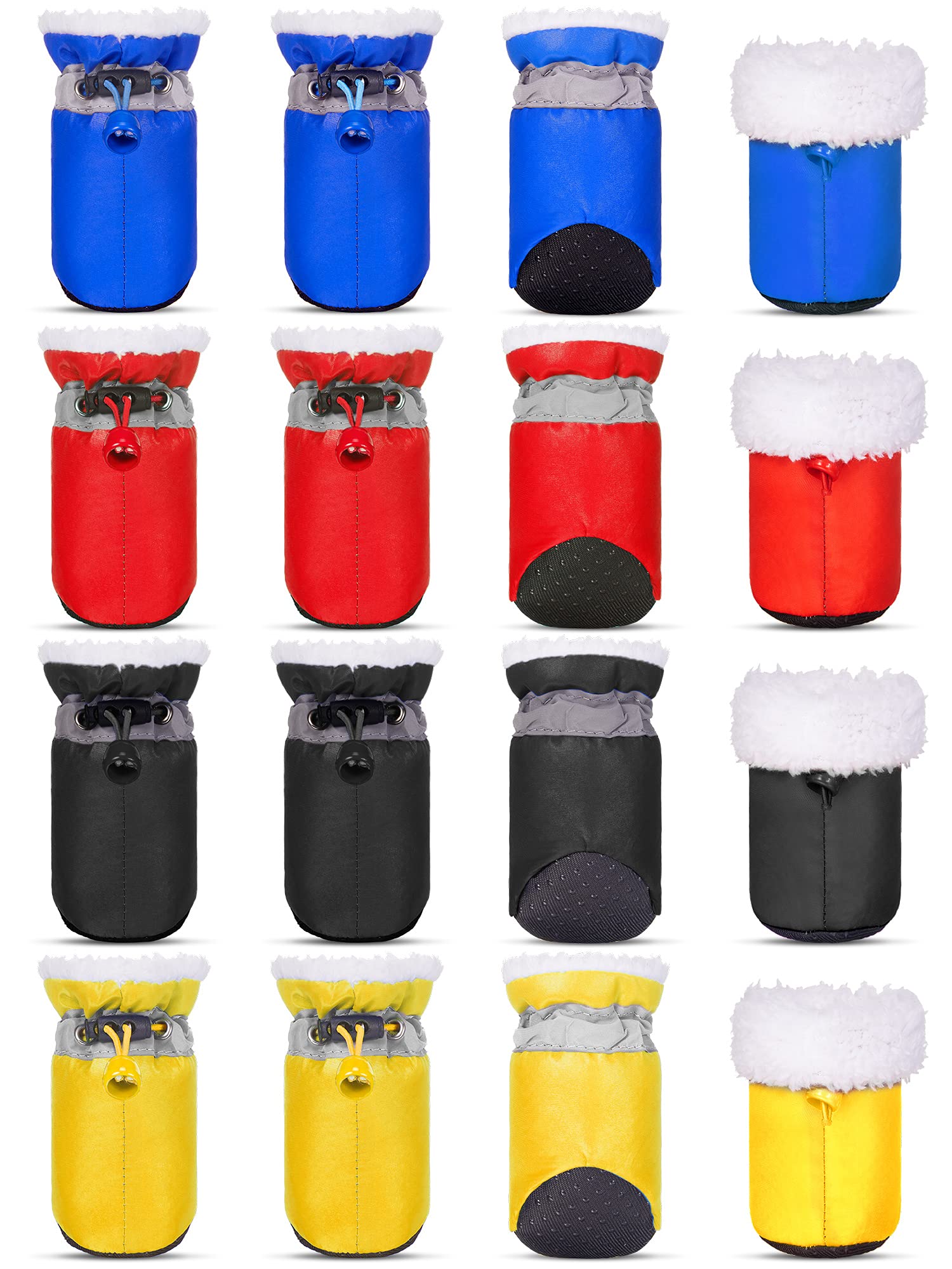 Weewooday 4 Sets 16 Pieces Waterproof Dog Shoes Rain Snow Boots Paw Protectors Breathable Dogs Winter Boots Anti Slip Sock Shoes