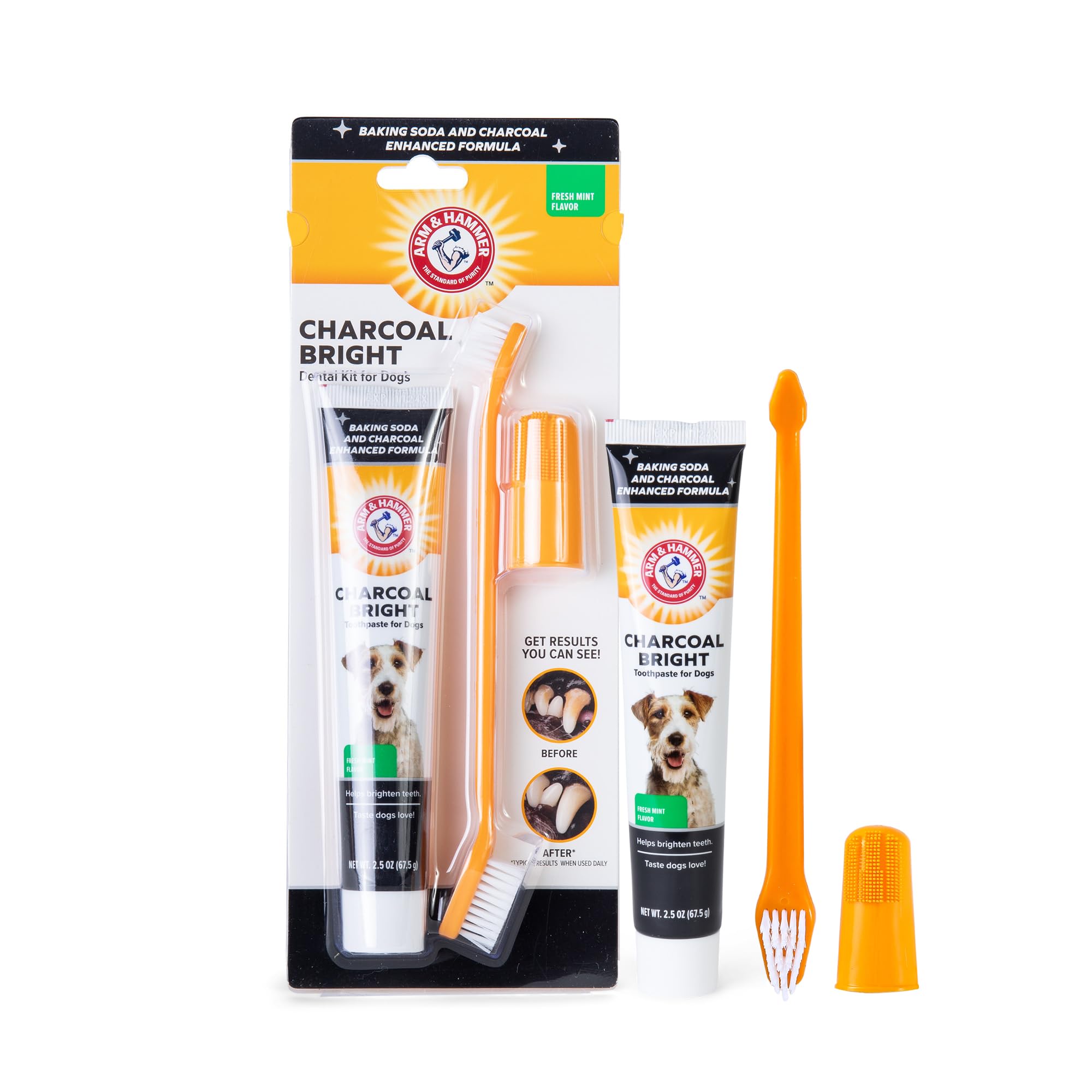 Arm & Hammer for Pets Dog Dental Care Fresh Breath Kit | Includes Arm & Hammer Baking Soda Dog Toothpaste and Dog Toothbrush | D