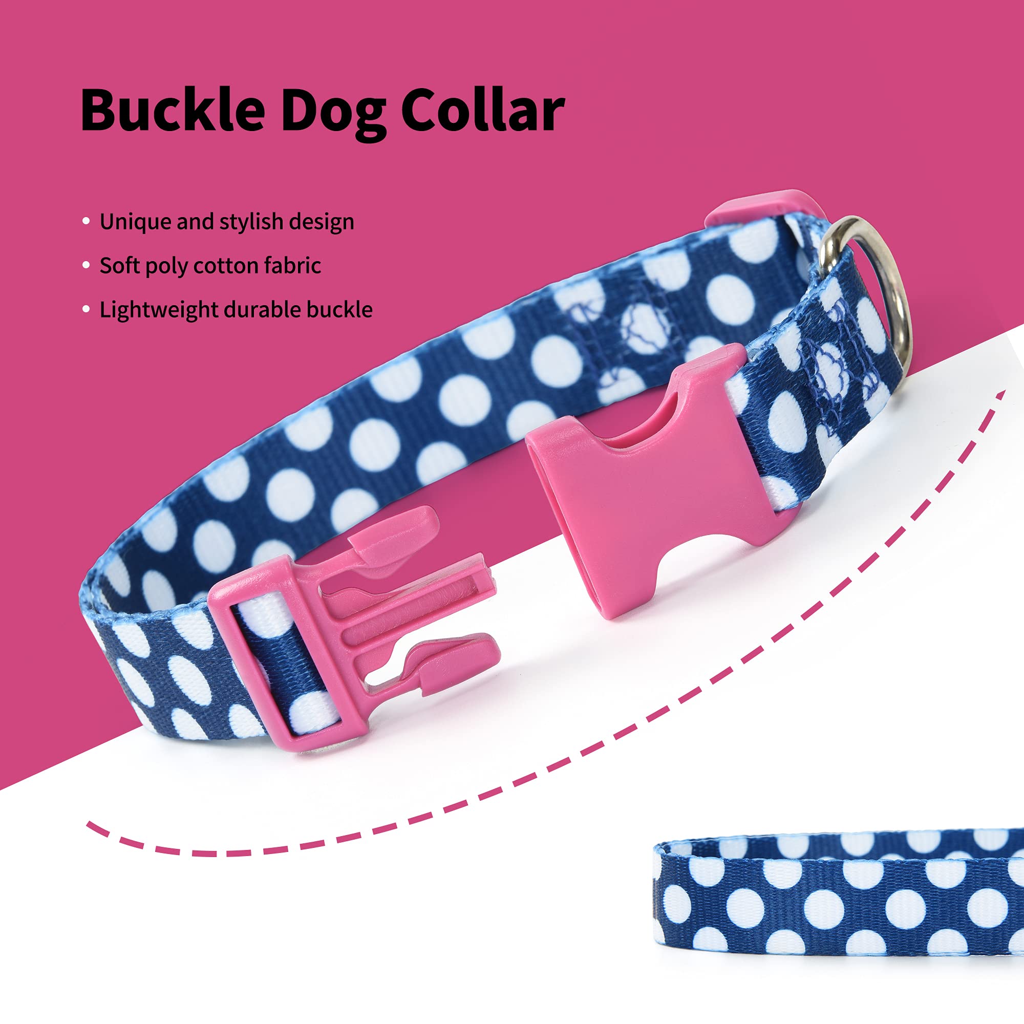 Mile High Life Dog Collar | Cute Puppy Collars | Lightweight Girl Dog Collar | Soft Boy Dog Collars | W Geometric Plaid Wave Line Pattern (Blue/White, Medium)