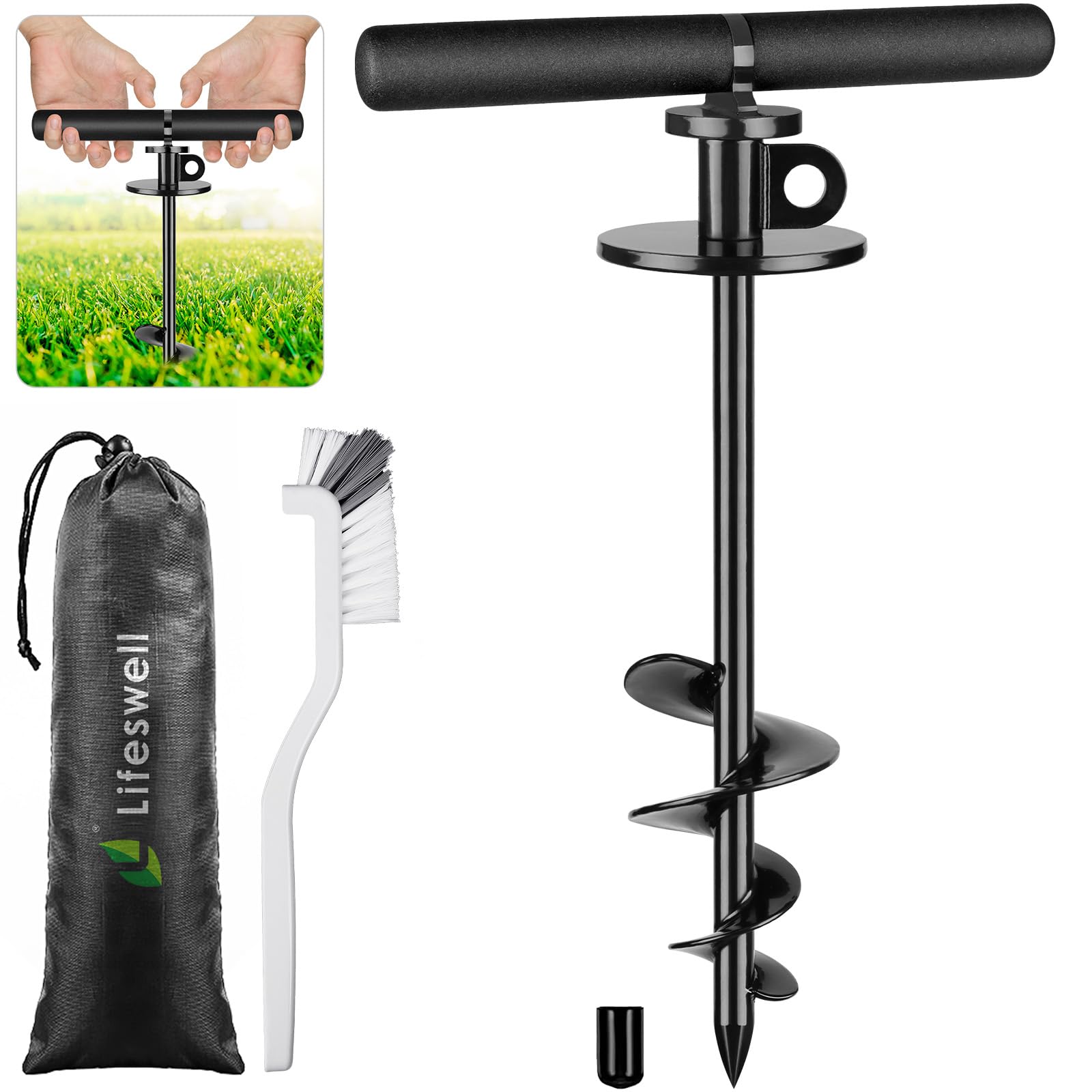 Lifeswell 15 Inch Dog Tie Out Stake, Heavy Duty Dog Spiral Stake For Medium To Large Dogs Up To 220Lbs, No Tangle, Dog Anchor Fo