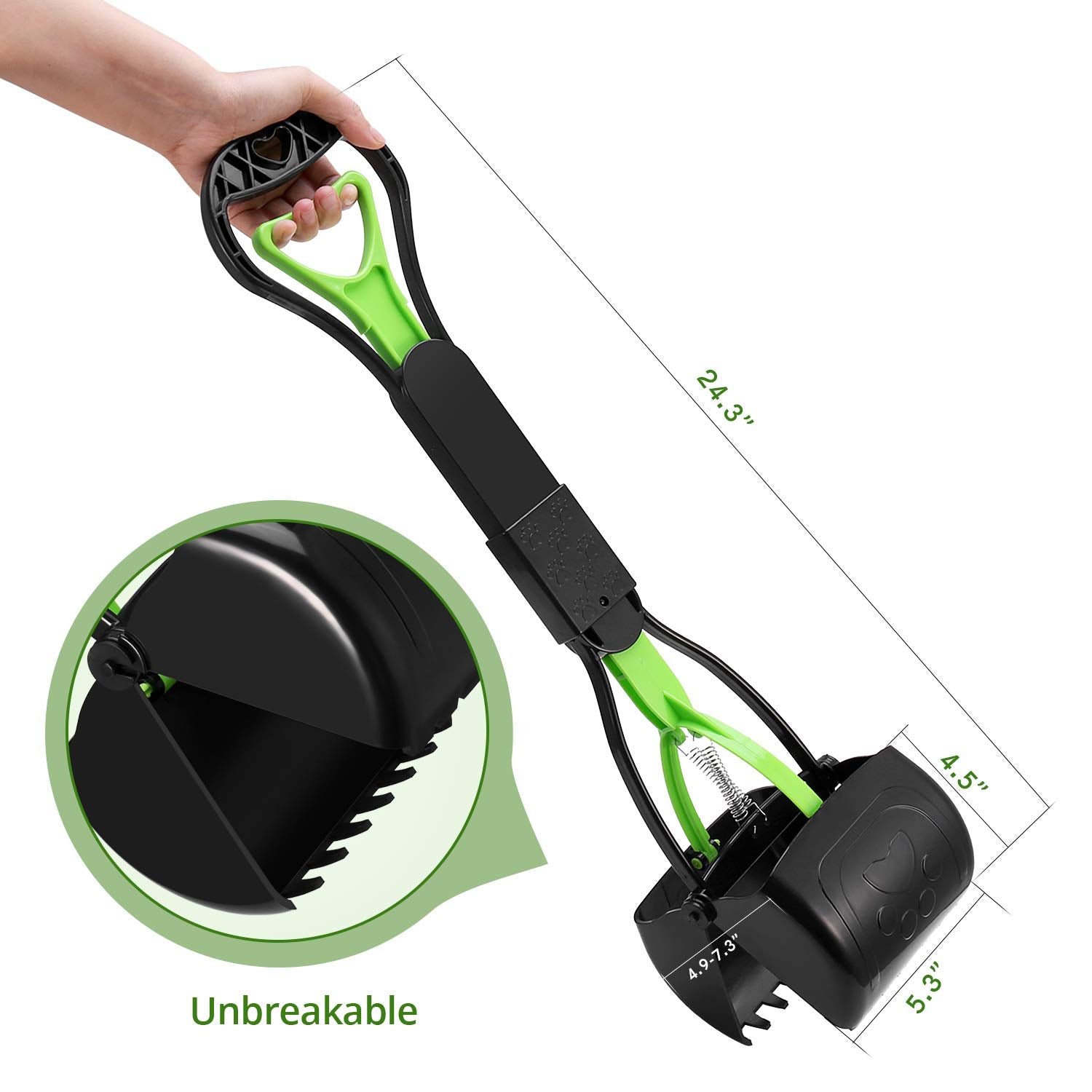 Ppogoo Non-Breakable Pet Pooper Scooper For Dogs And Cats With Long Handle High Strength Material And Durable Spring For Easy Grass And Gravel Pick Up
